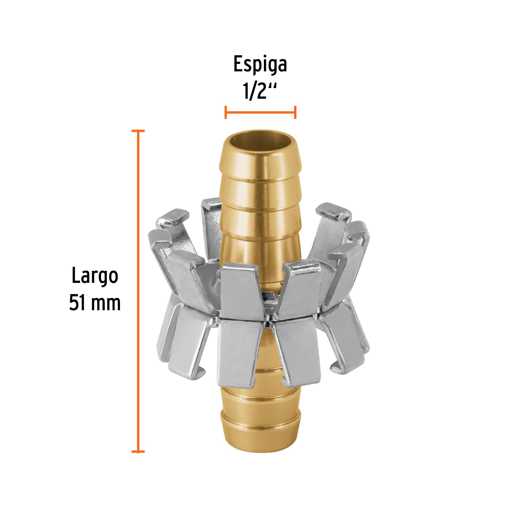 Reparador de aluminio 1/2", tipo garra para manguera