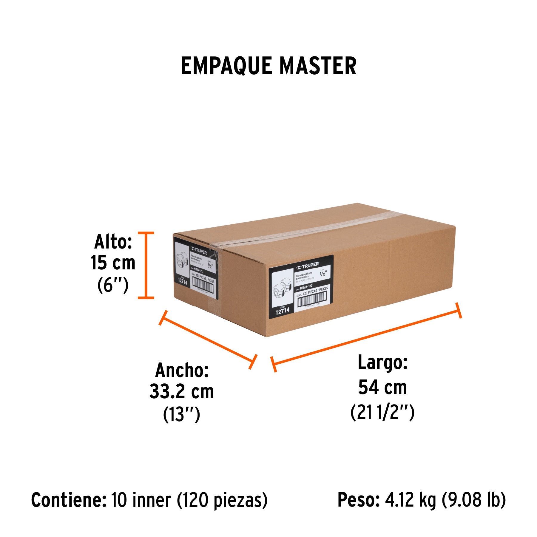 Reparador 1/2" de ABS para manguera, TRUPER - Empaque