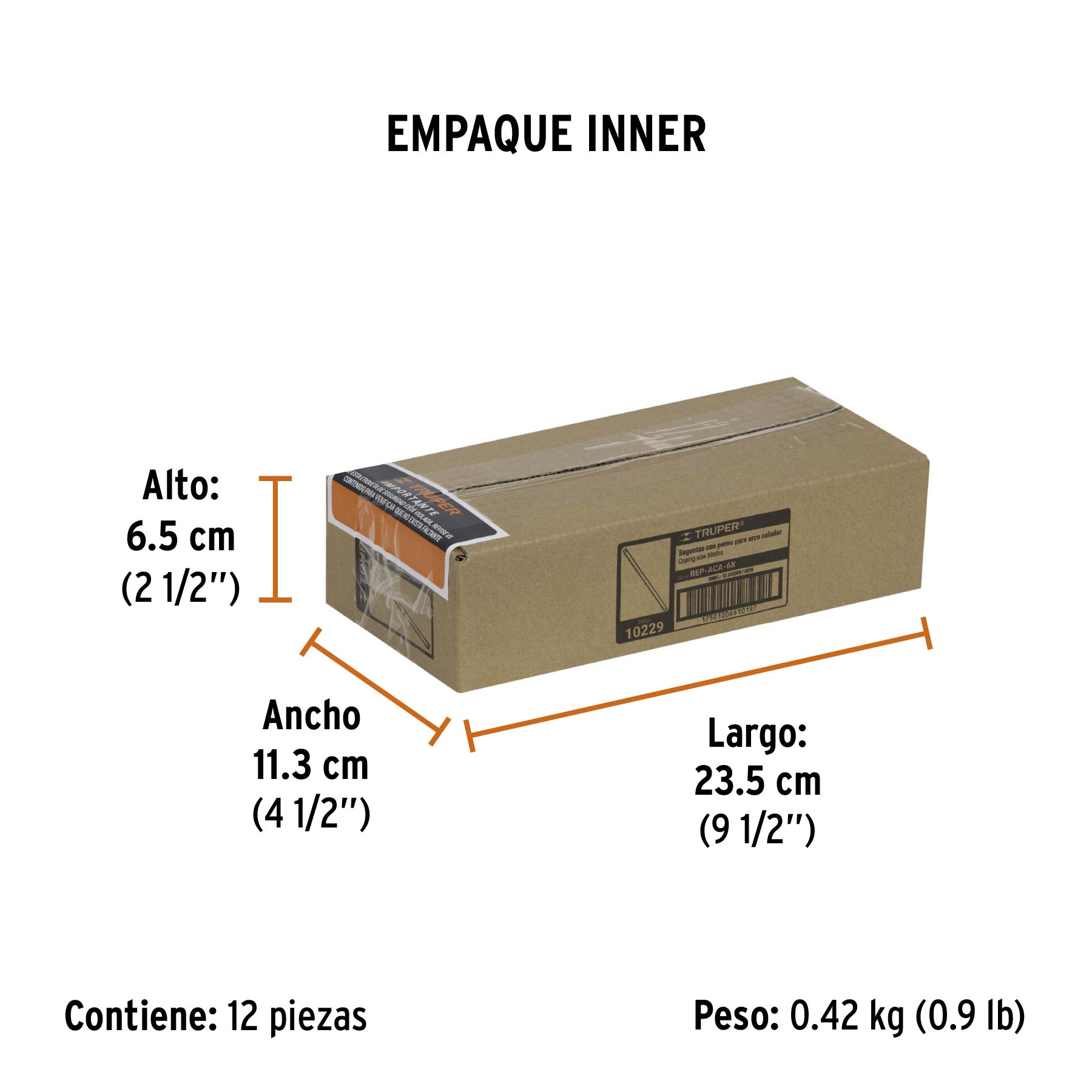 Blíster con 8 seguetas de repuesto para ACA-6X, TRUPER - Empaque