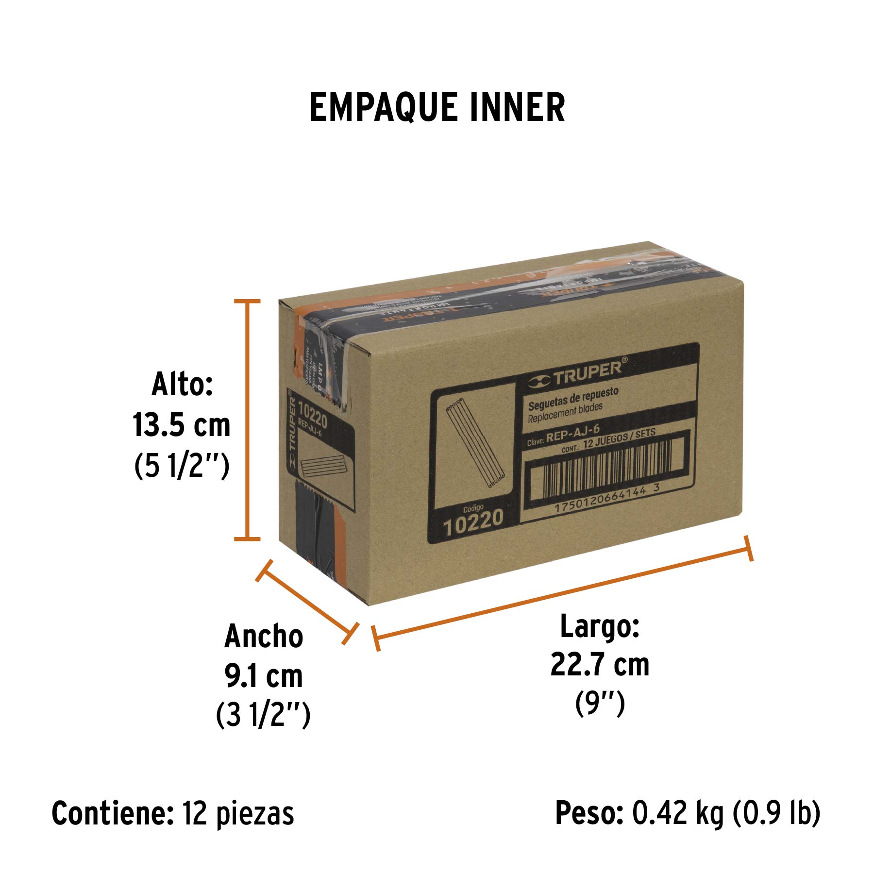 Blíster con 5 seguetas de repuesto para AJ-6, TRUPER - Empaque