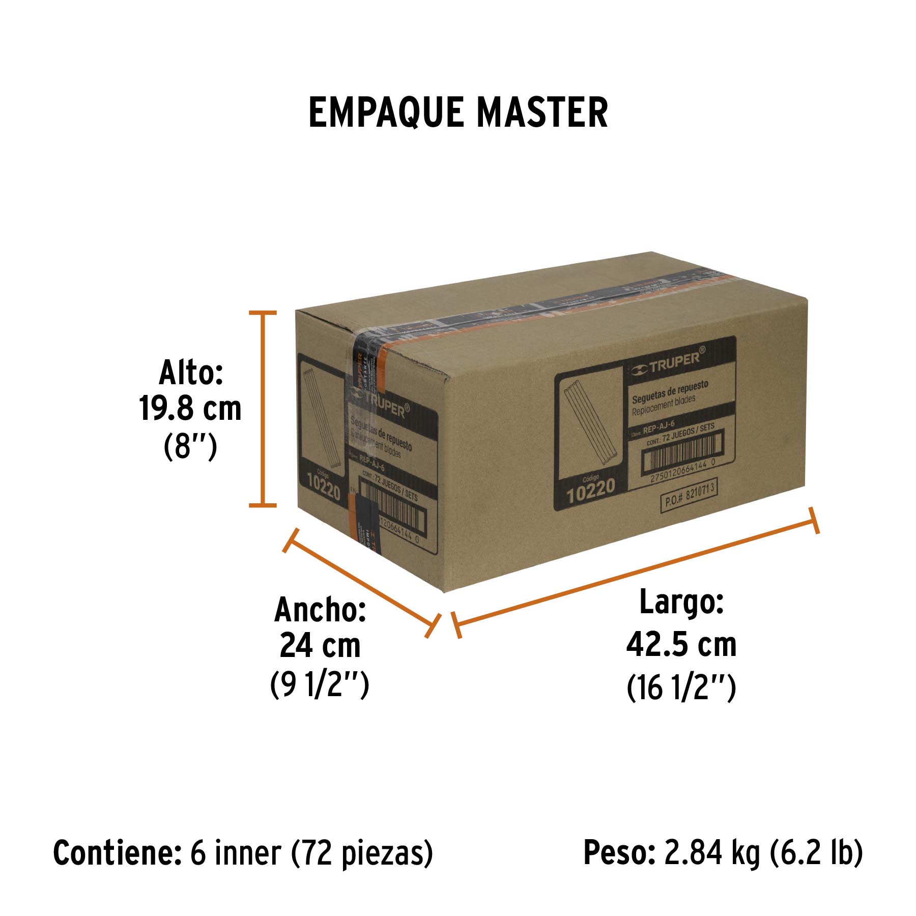 Blíster con 5 seguetas de repuesto para AJ-6, TRUPER - Empaque