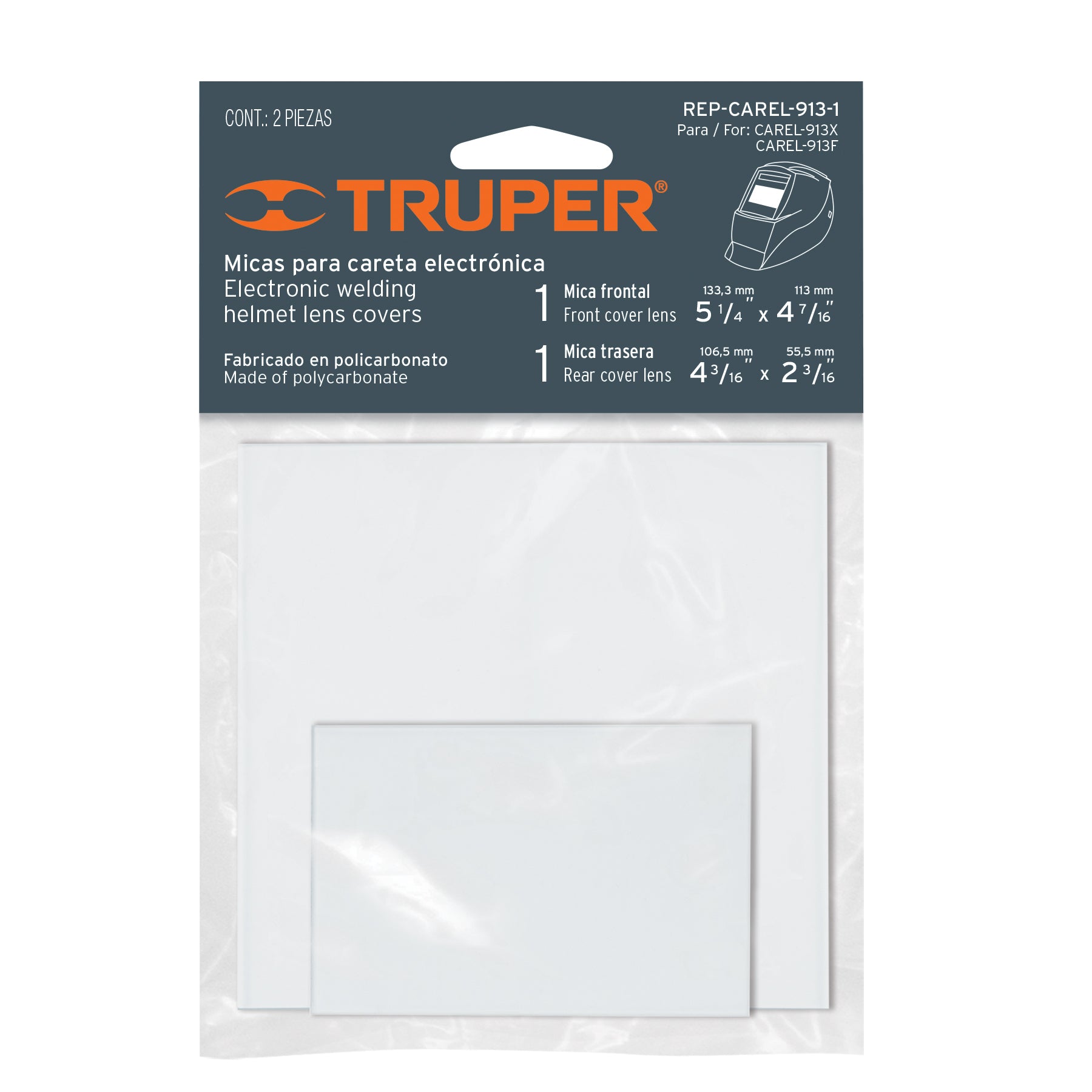 Bolsa con 2 micas para caretas CAREL-913X/CAREL-913F, TRUPER