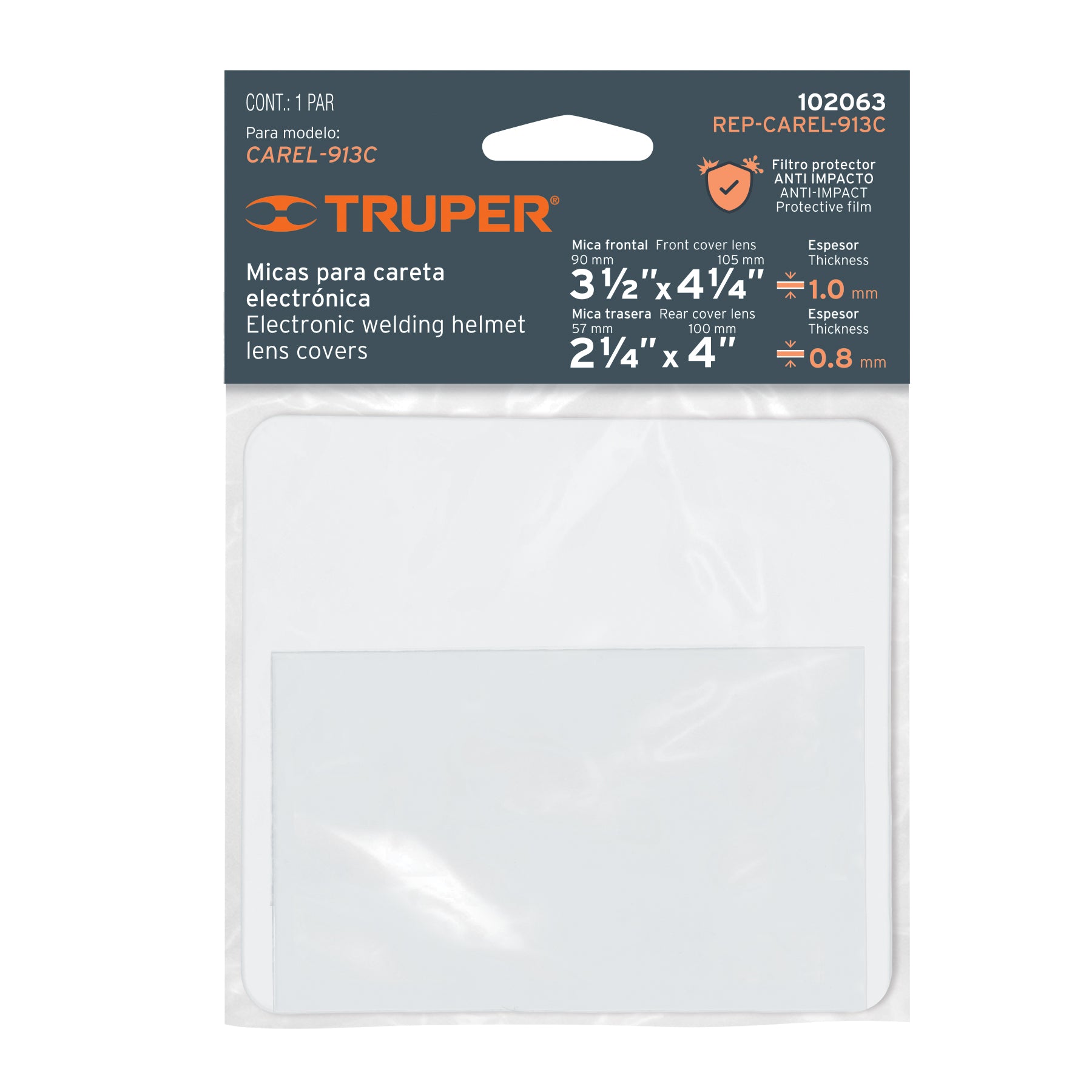 Bolsa con 2 micas para careta CAREL-913C, TRUPER