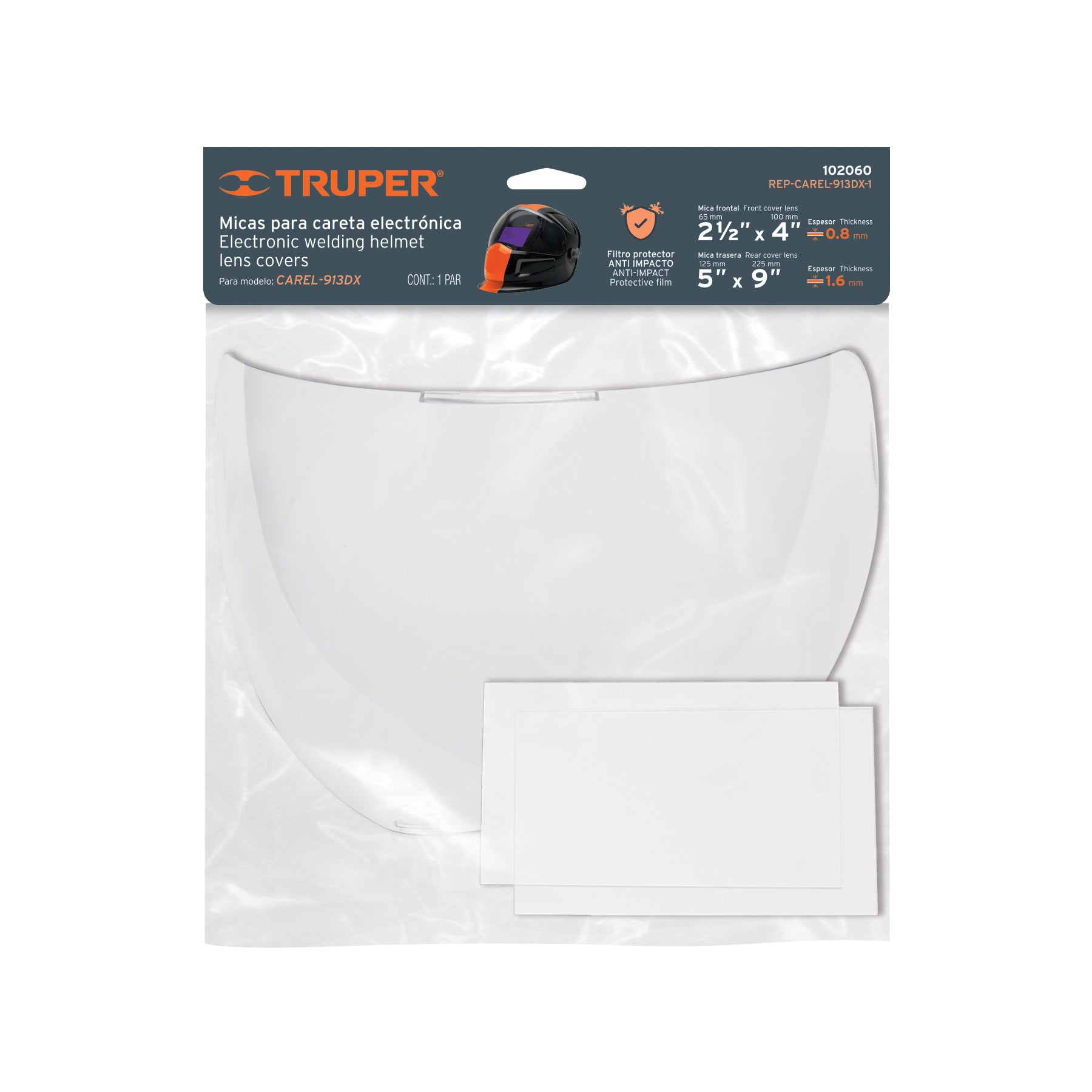 Bolsa con 2 micas para careta CAREL-913DX (2021), TRUPER