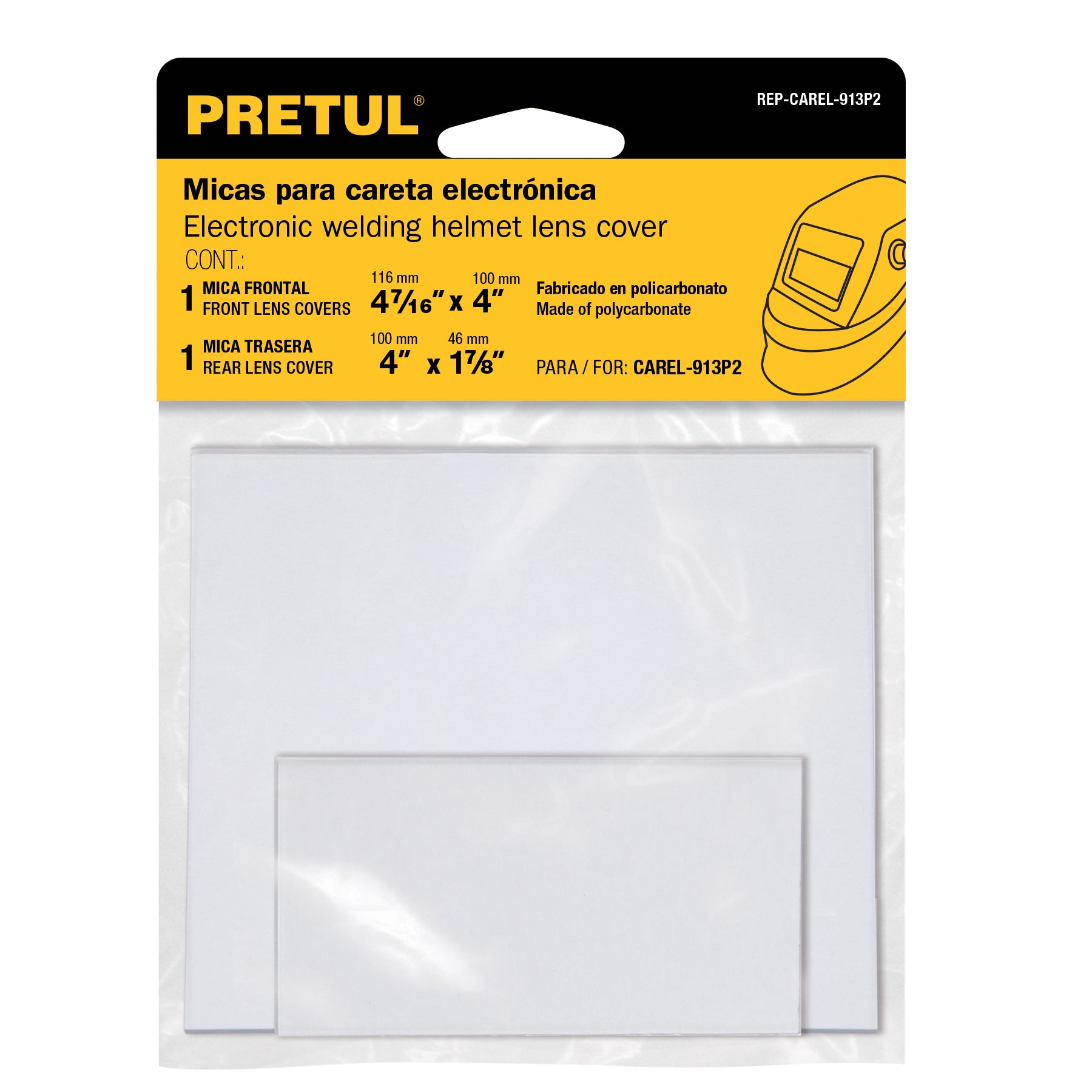 Bolsa con 2 micas para careta CAREL-913P2, PRETUL
