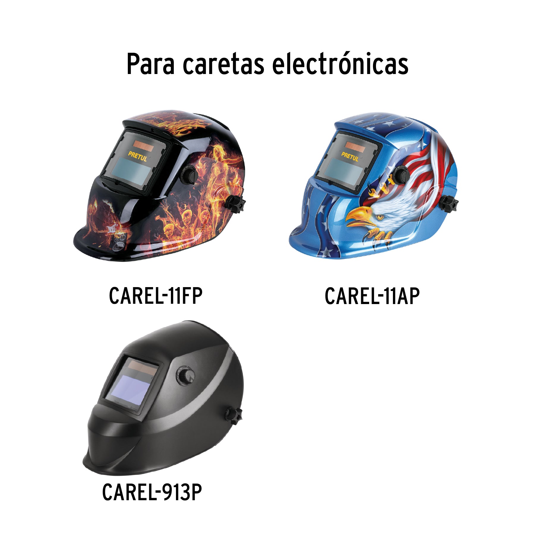 Bolsa con 3 micas para careta CAREL-11FP, 11AP, 913P, PRETUL
