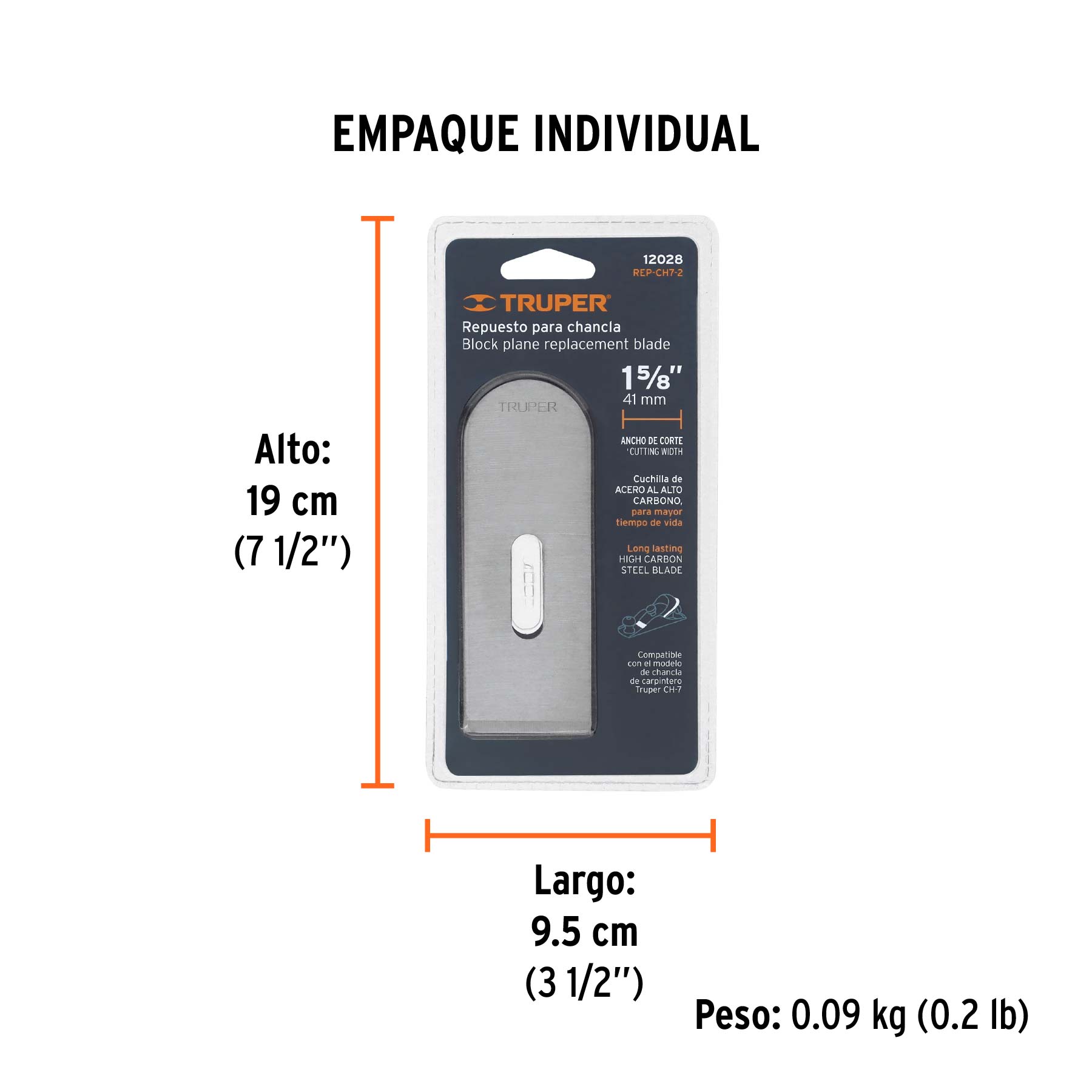 Repuesto de cuchilla para cepillo CH-7, TRUPER - Empaque