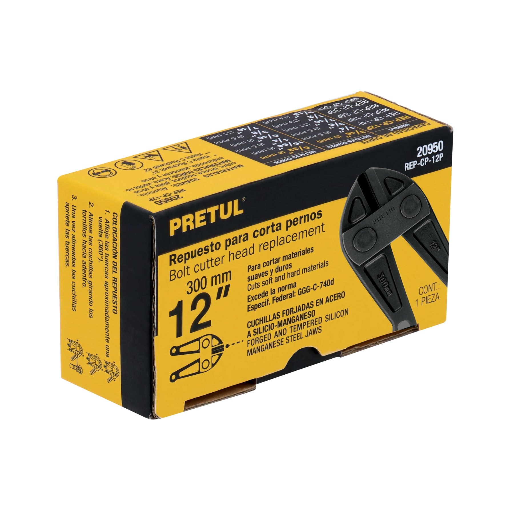 Cuchillas de repuesto para cortapernos 12", PRETUL