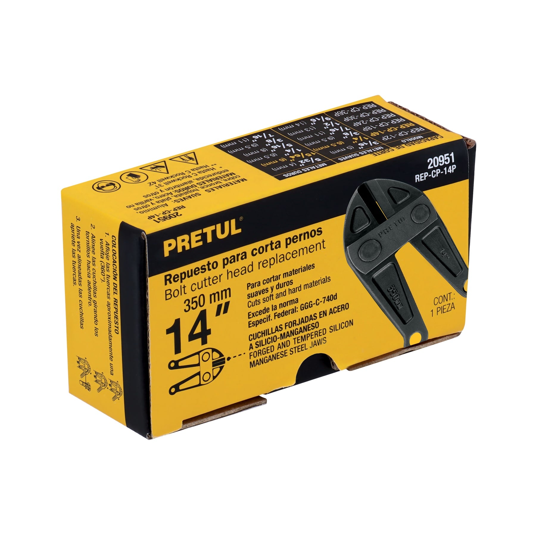Cuchillas de repuesto para cortapernos 14", PRETUL