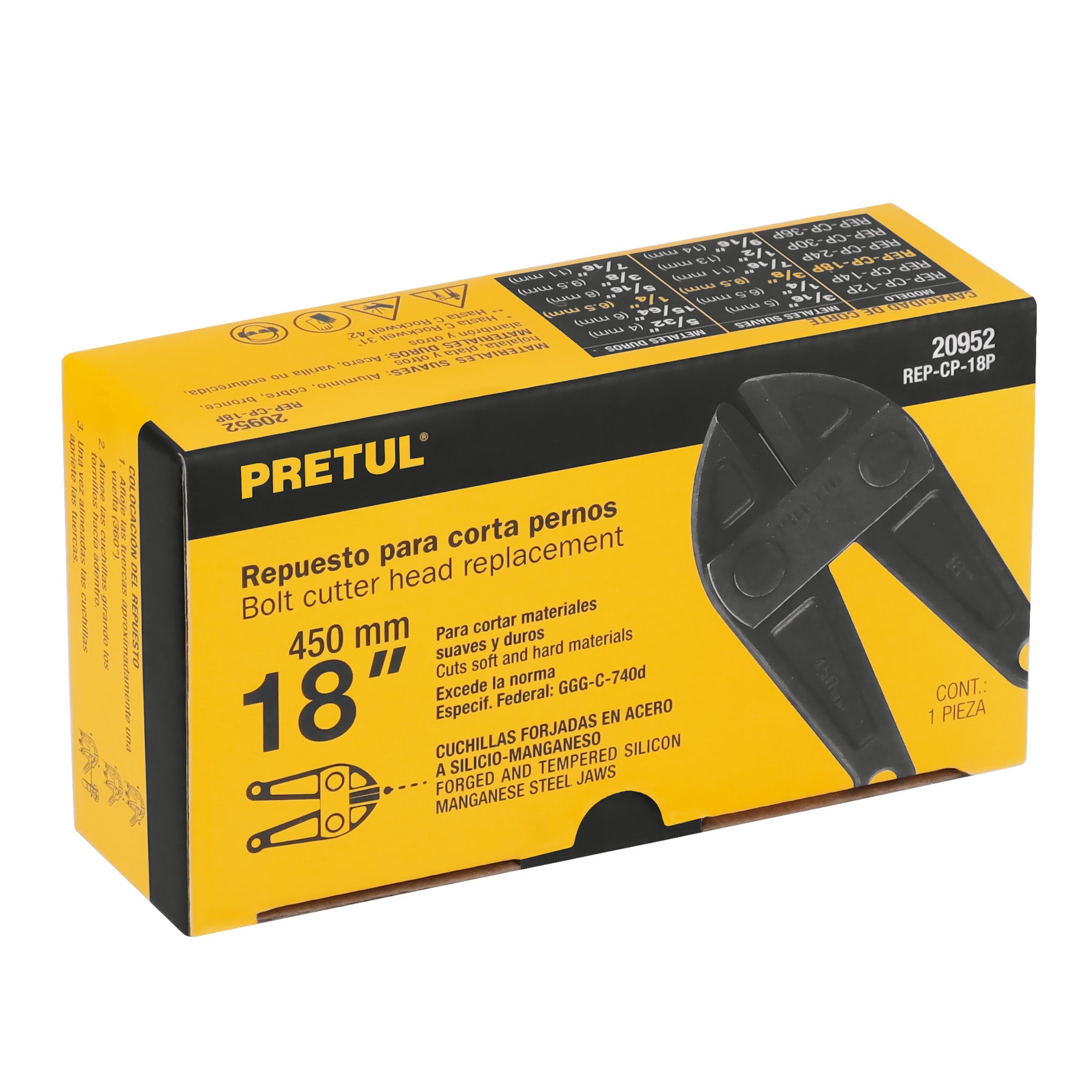 Cuchillas de repuesto para cortapernos 18", PRETUL