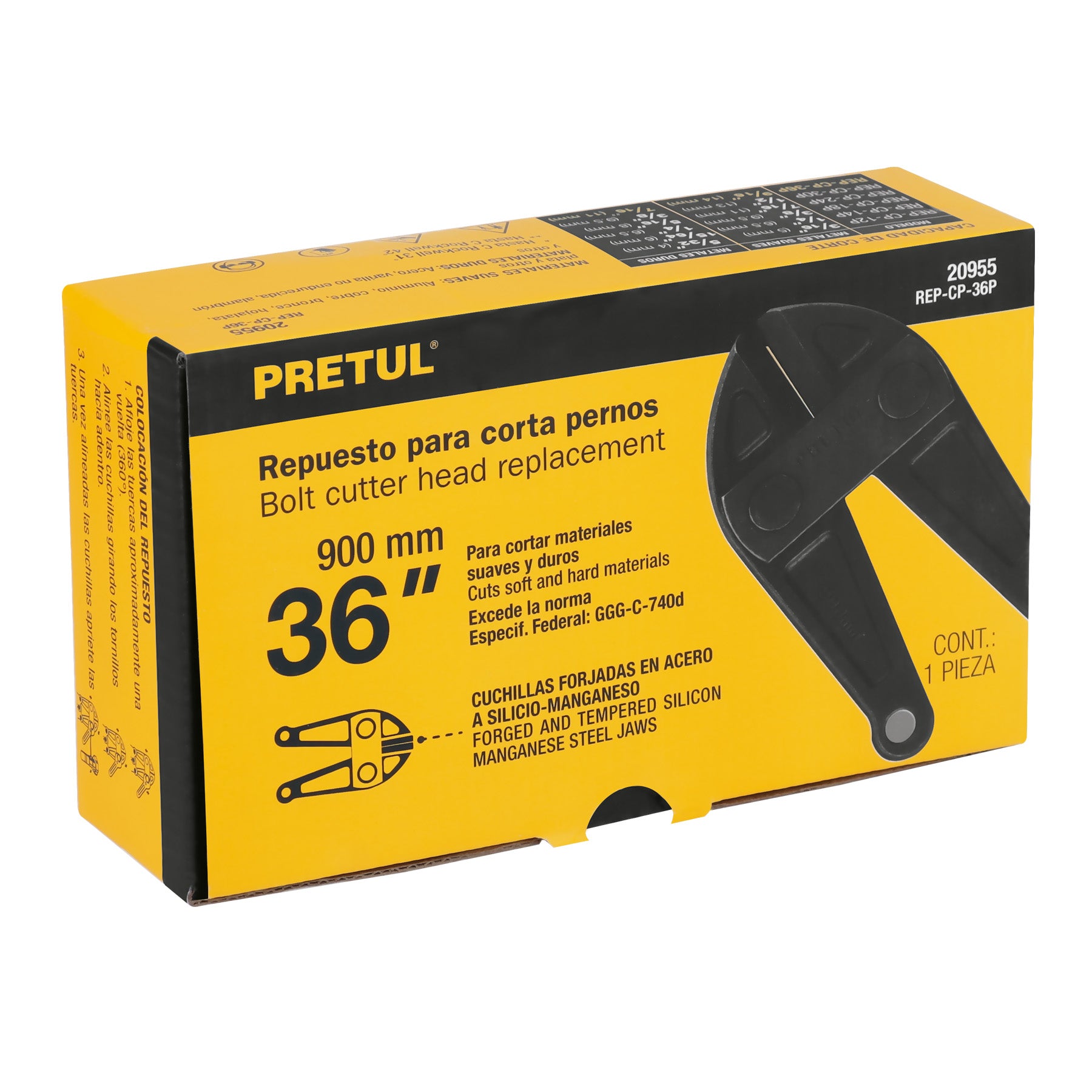Cuchillas de repuesto para cortapernos 36", PRETUL