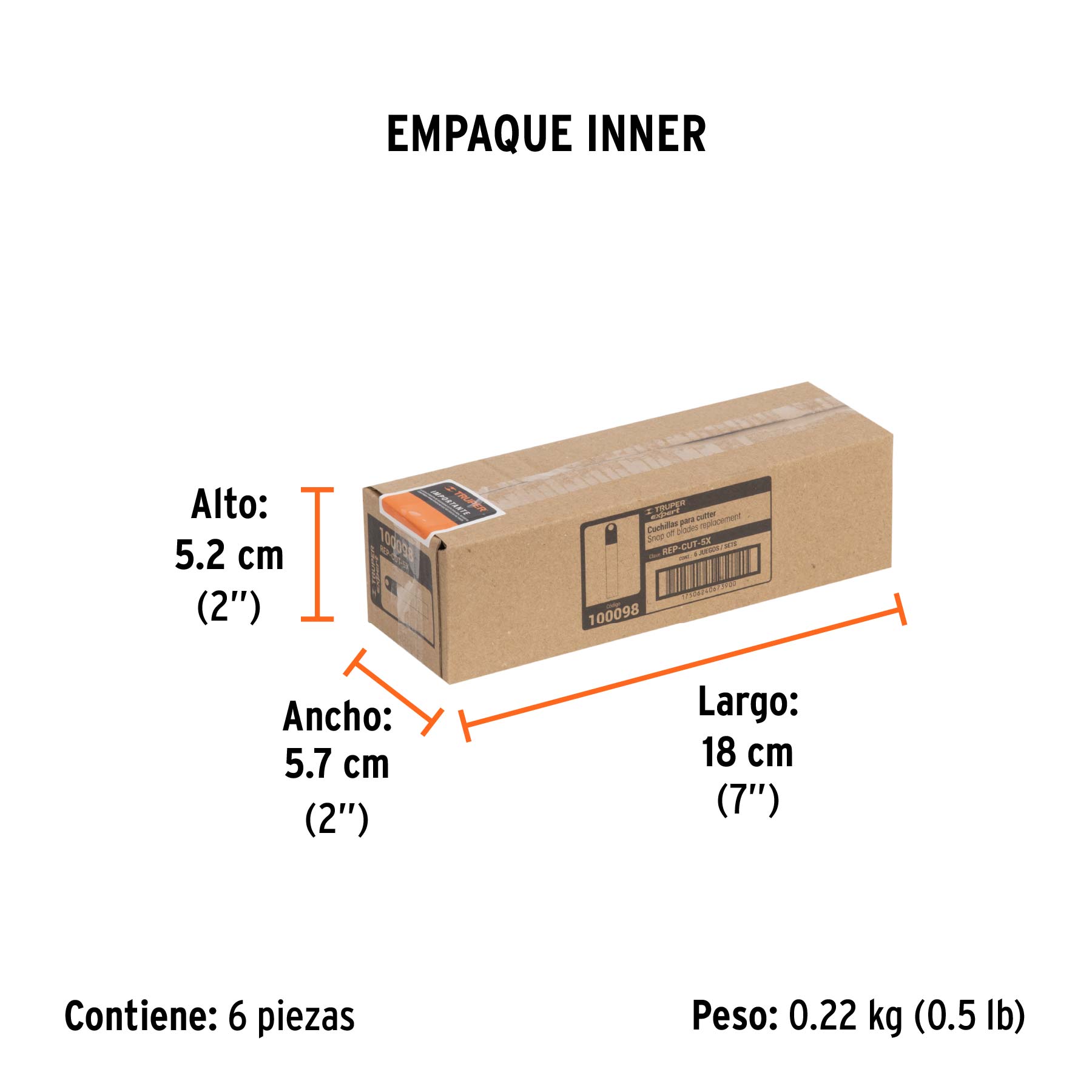 Estuche con 10 cuchillas SK2 de 9 mm para cutter, EXPERT - Empaque