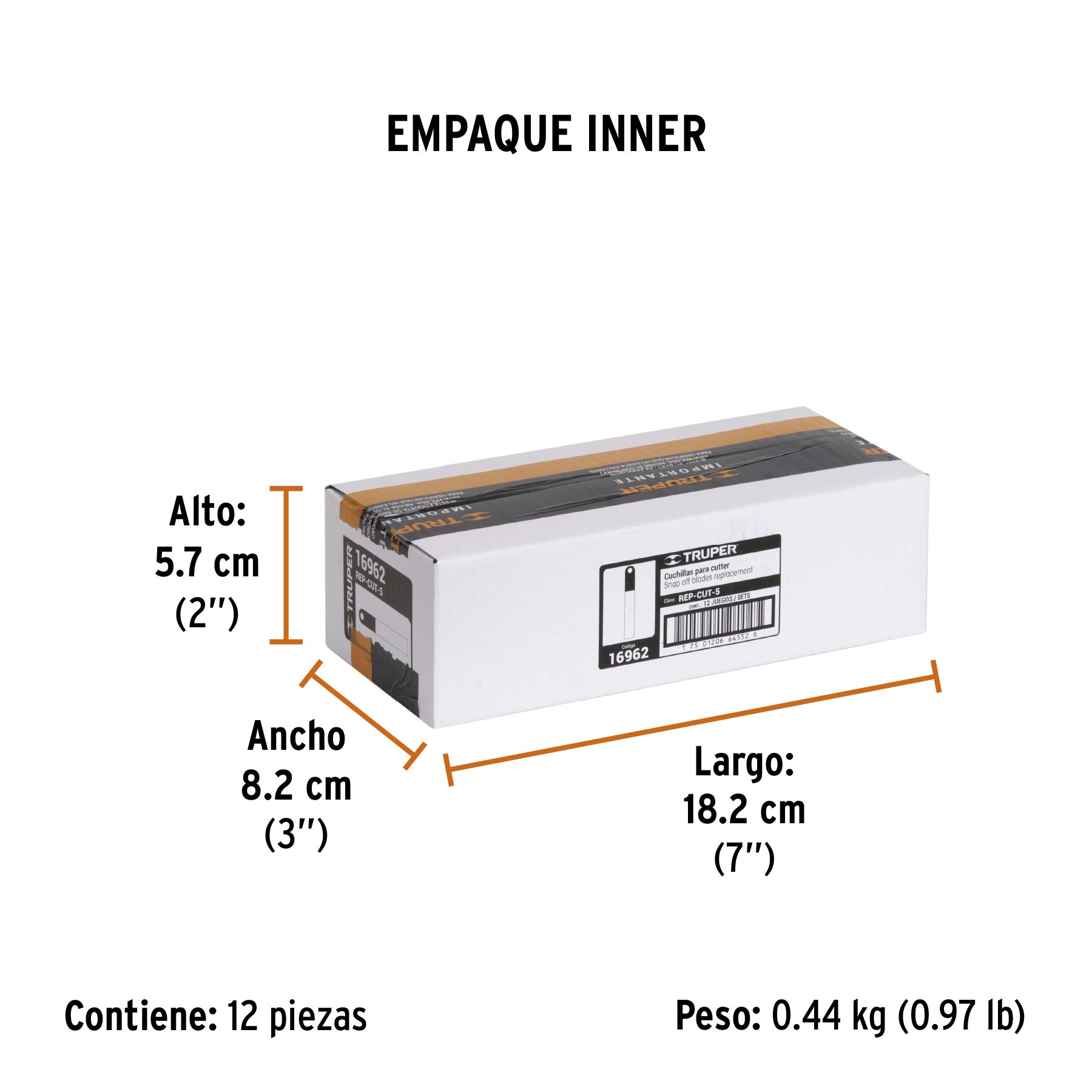 Estuche con 10 cuchillas SK4 de 9 mm para cutter, TRUPER - Empaque