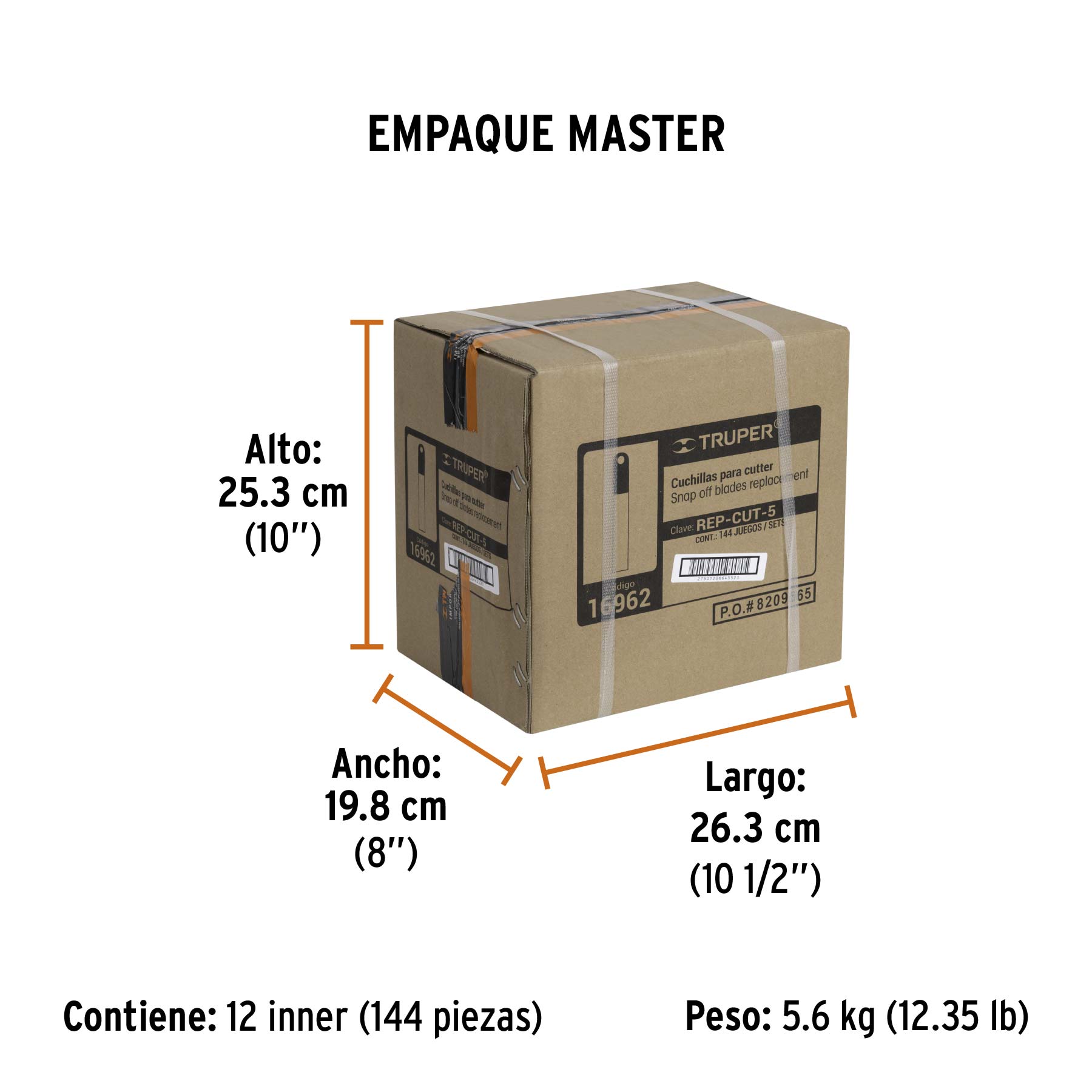 Estuche con 10 cuchillas SK4 de 9 mm para cutter, TRUPER - Empaque
