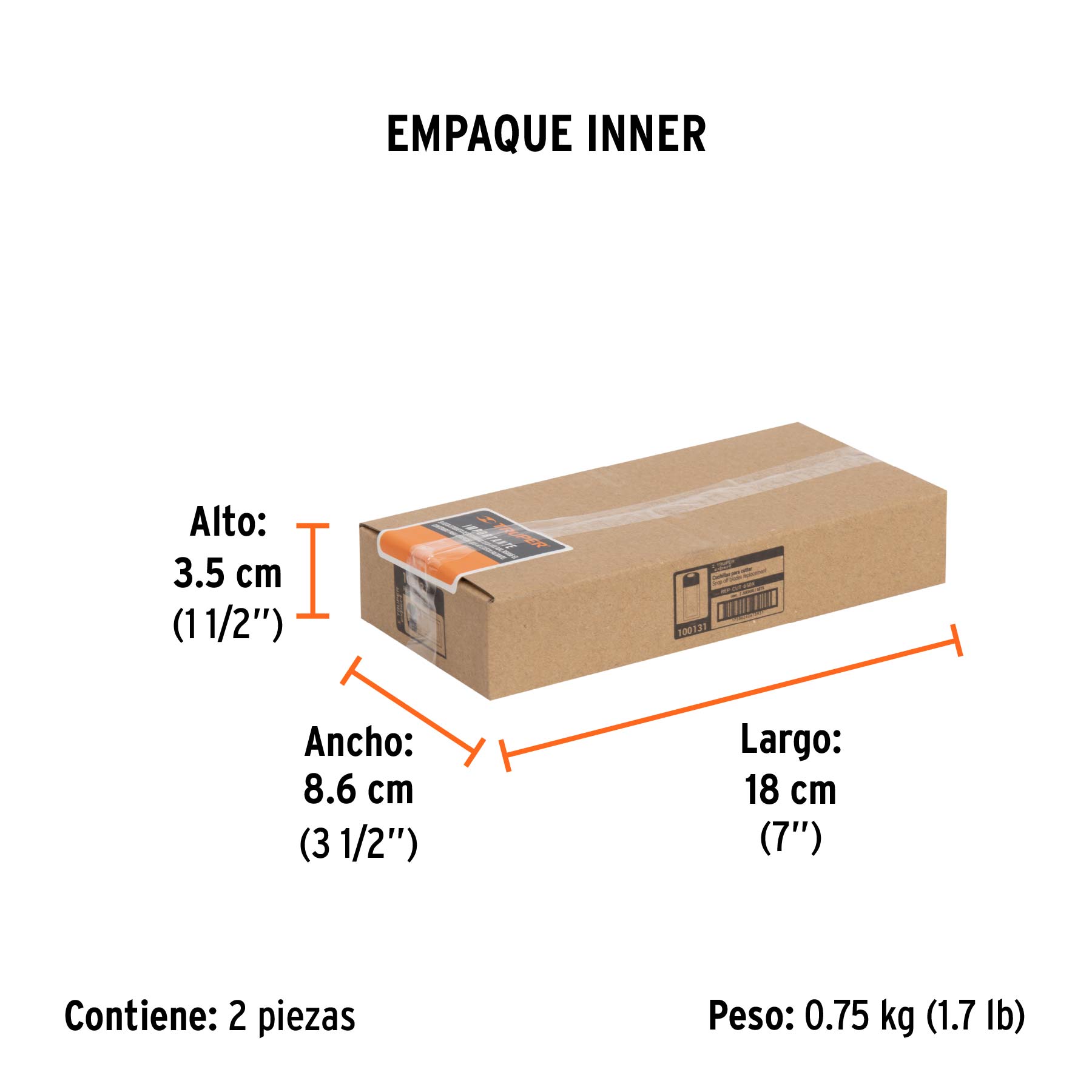 Estuche con 50 cuchillas SK2 de 18 mm para cutter, EXPERT - Empaque