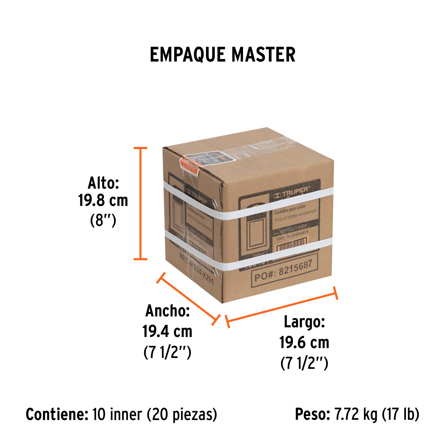 Estuche con 50 cuchillas SK2 de 18 mm para cutter, EXPERT - Empaque
