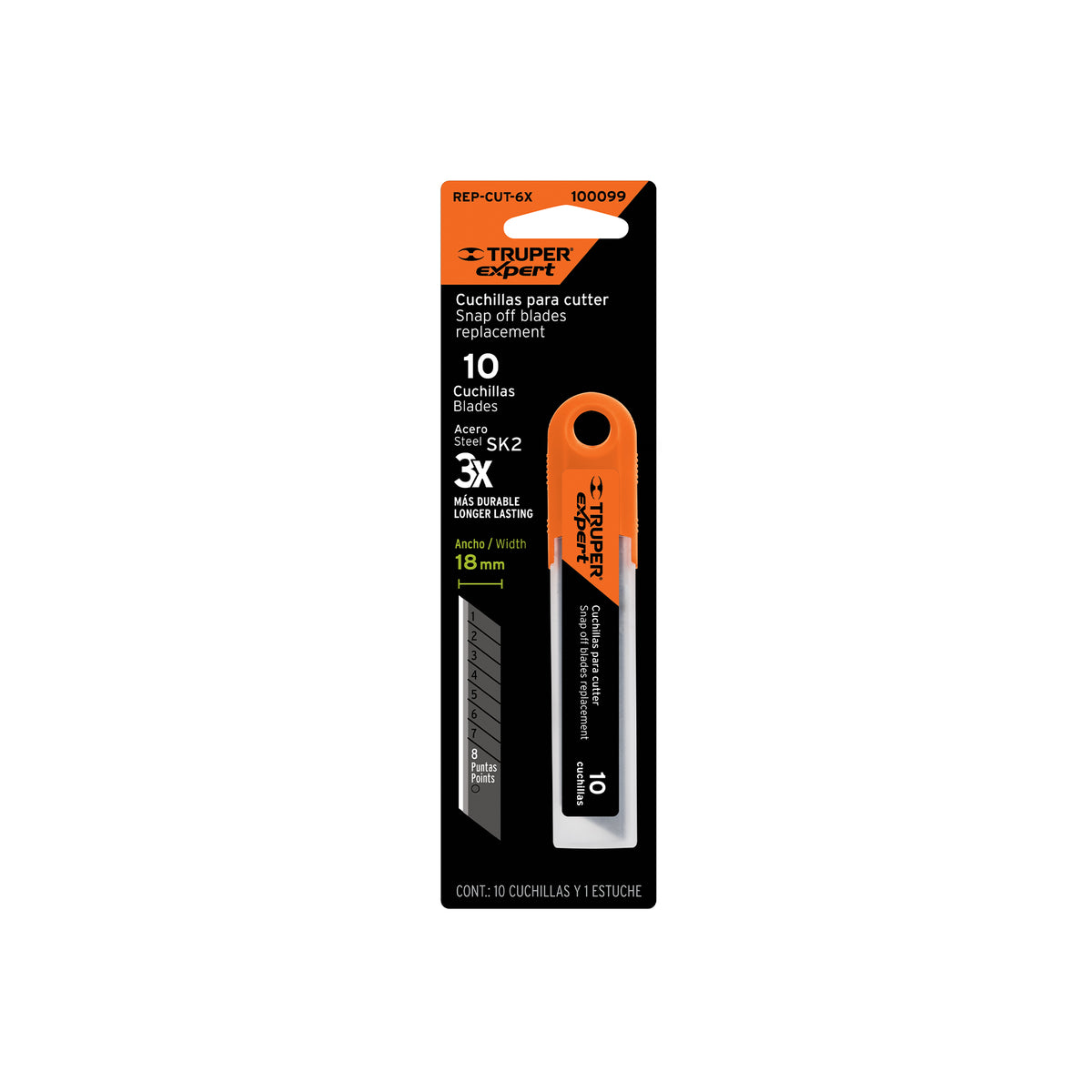 Estuche con 10 cuchillas SK2 de 18 mm para cutter, EXPERT