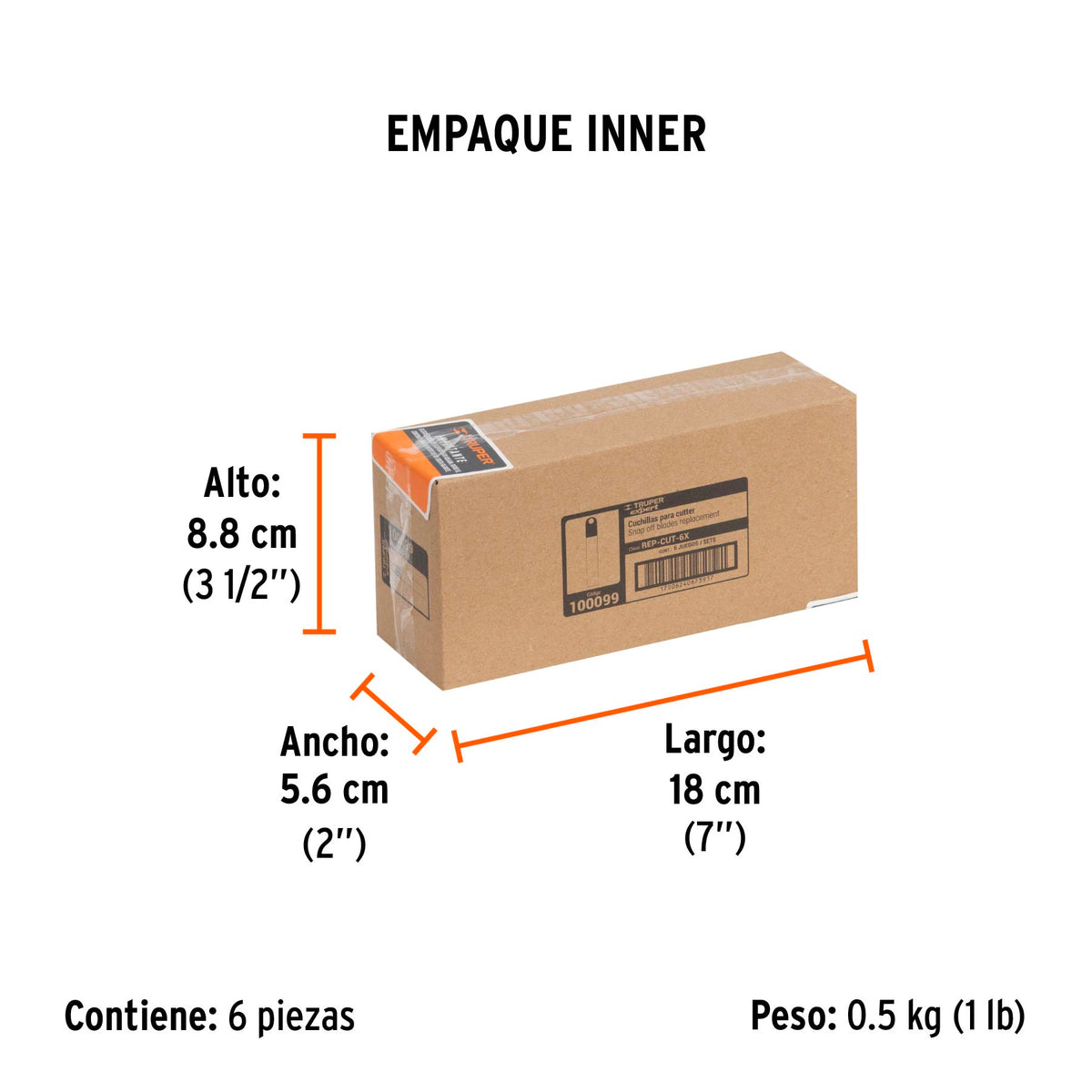Estuche con 10 cuchillas SK2 de 18 mm para cutter, EXPERT - Empaque
