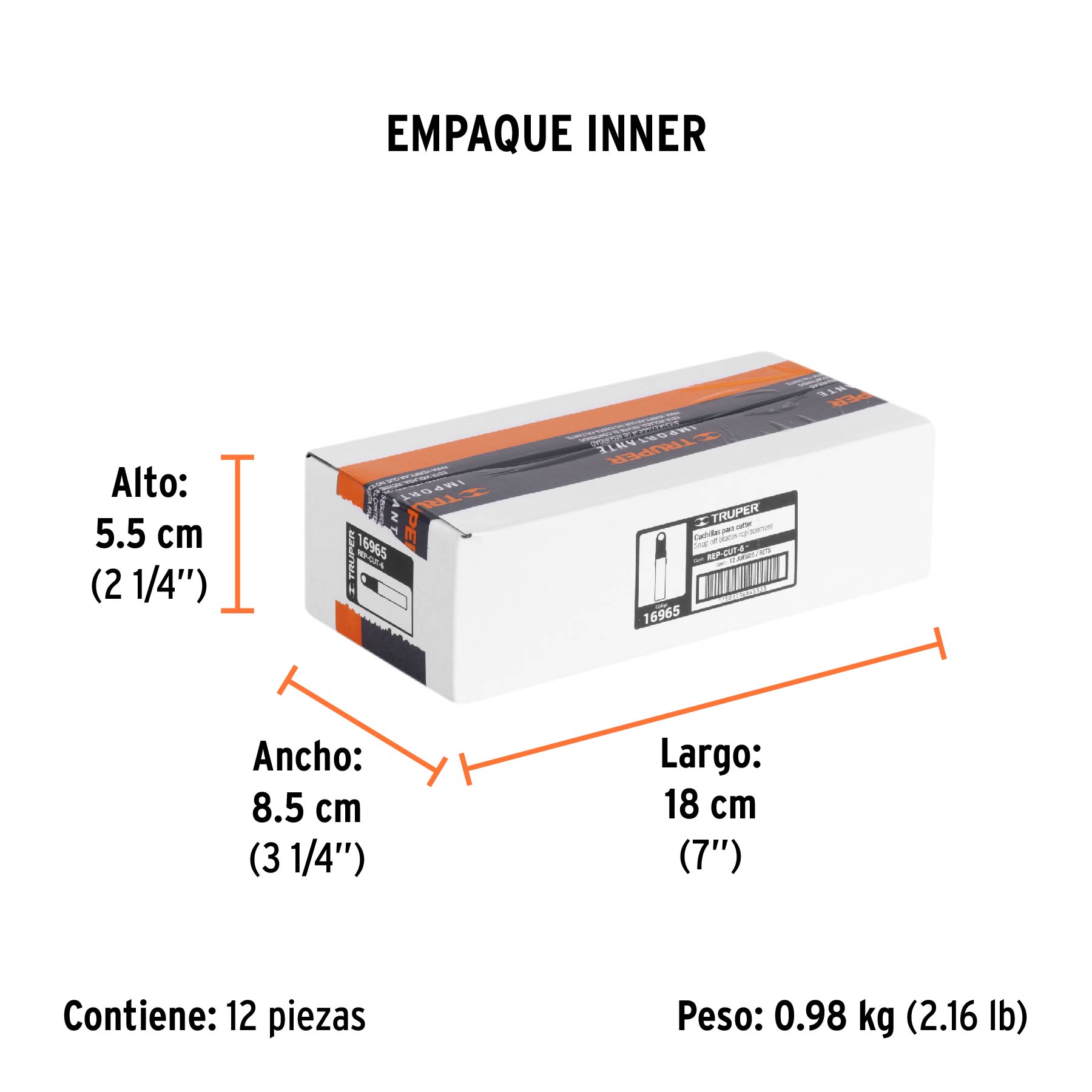 Estuche con 10 cuchillas SK4 de 18 mm para cutter, TRUPER - Empaque