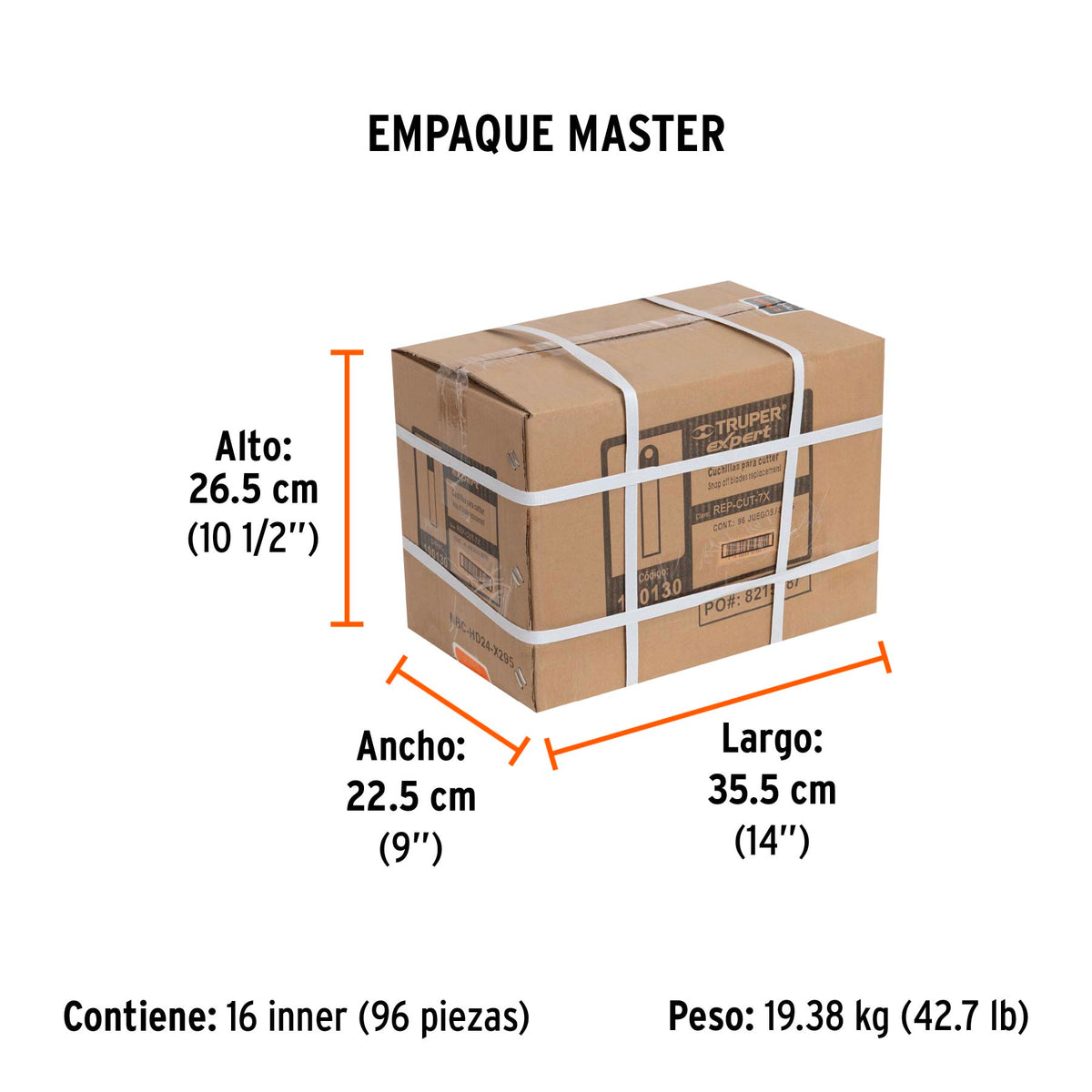 Estuche con 10 cuchillas SK2 de 25 mm para cutter, EXPERT - Empaque