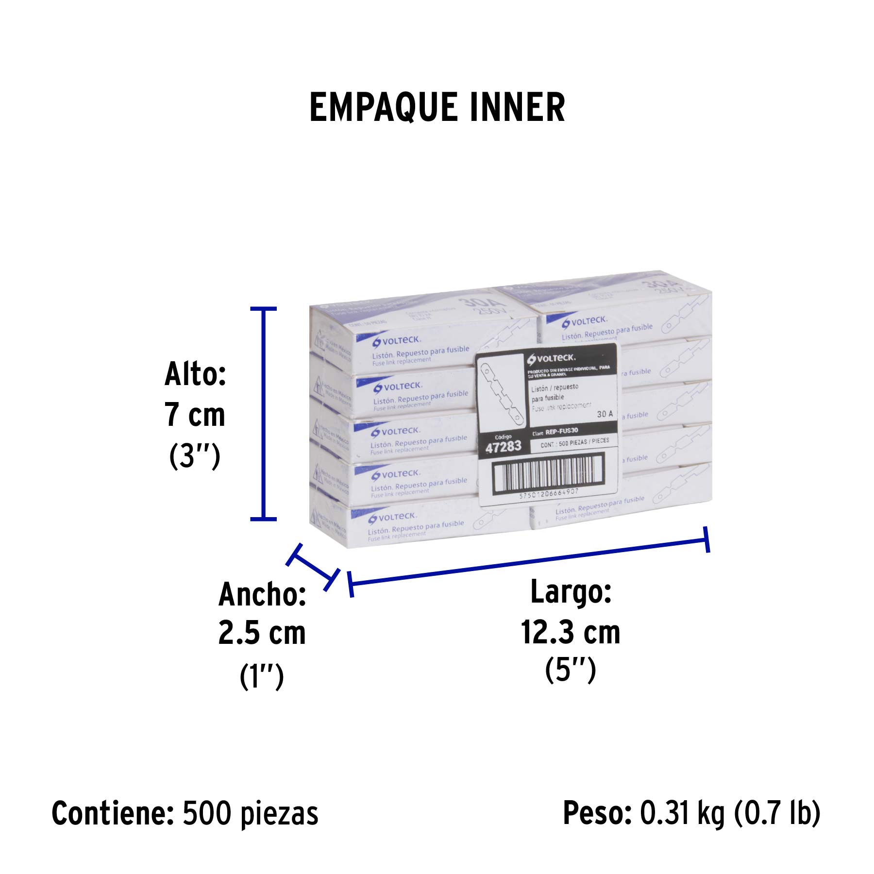 Repuesto para fusible de 30 A, VOLTECK - Empaque