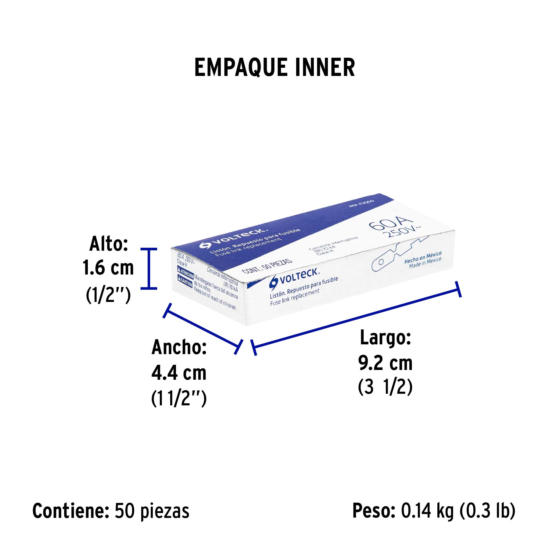 Repuesto para fusible de 60 A, VOLTECK - Empaque