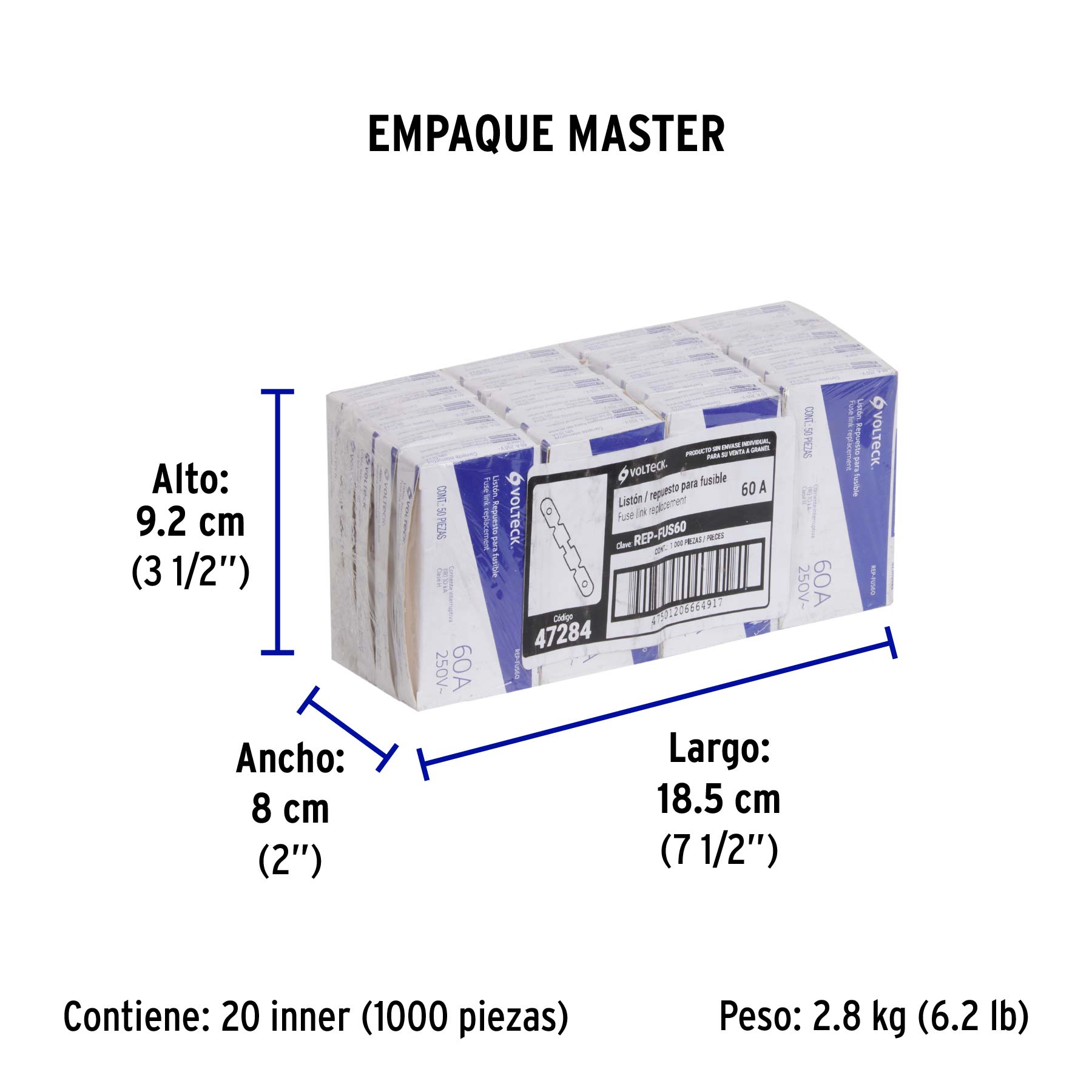 Repuesto para fusible de 60 A, VOLTECK - Empaque