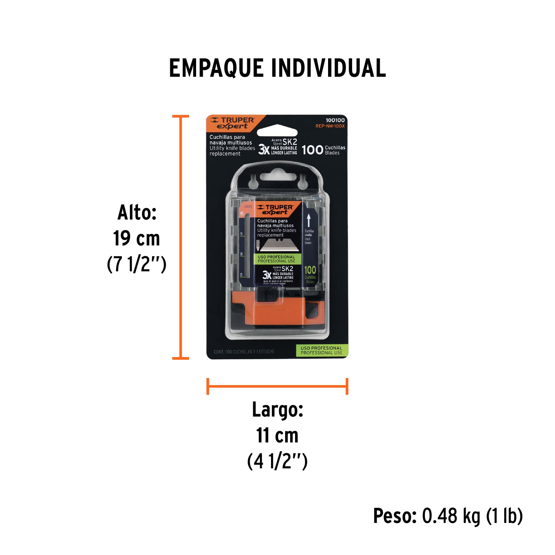 Dispensador con 100 cuchillas para NV-7X y NM-6, EXPERT - Empaque