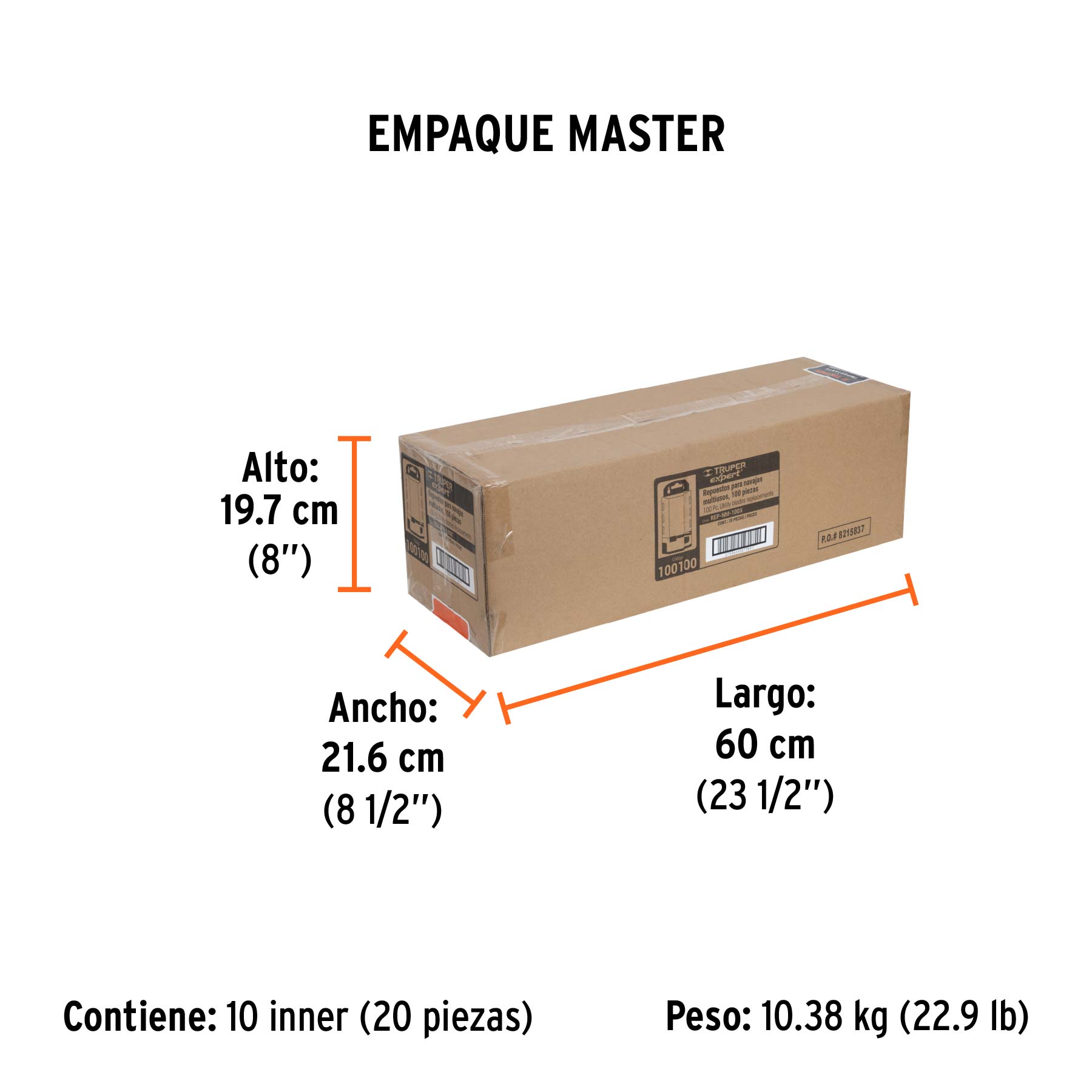 Dispensador con 100 cuchillas para NV-7X y NM-6, EXPERT - Empaque