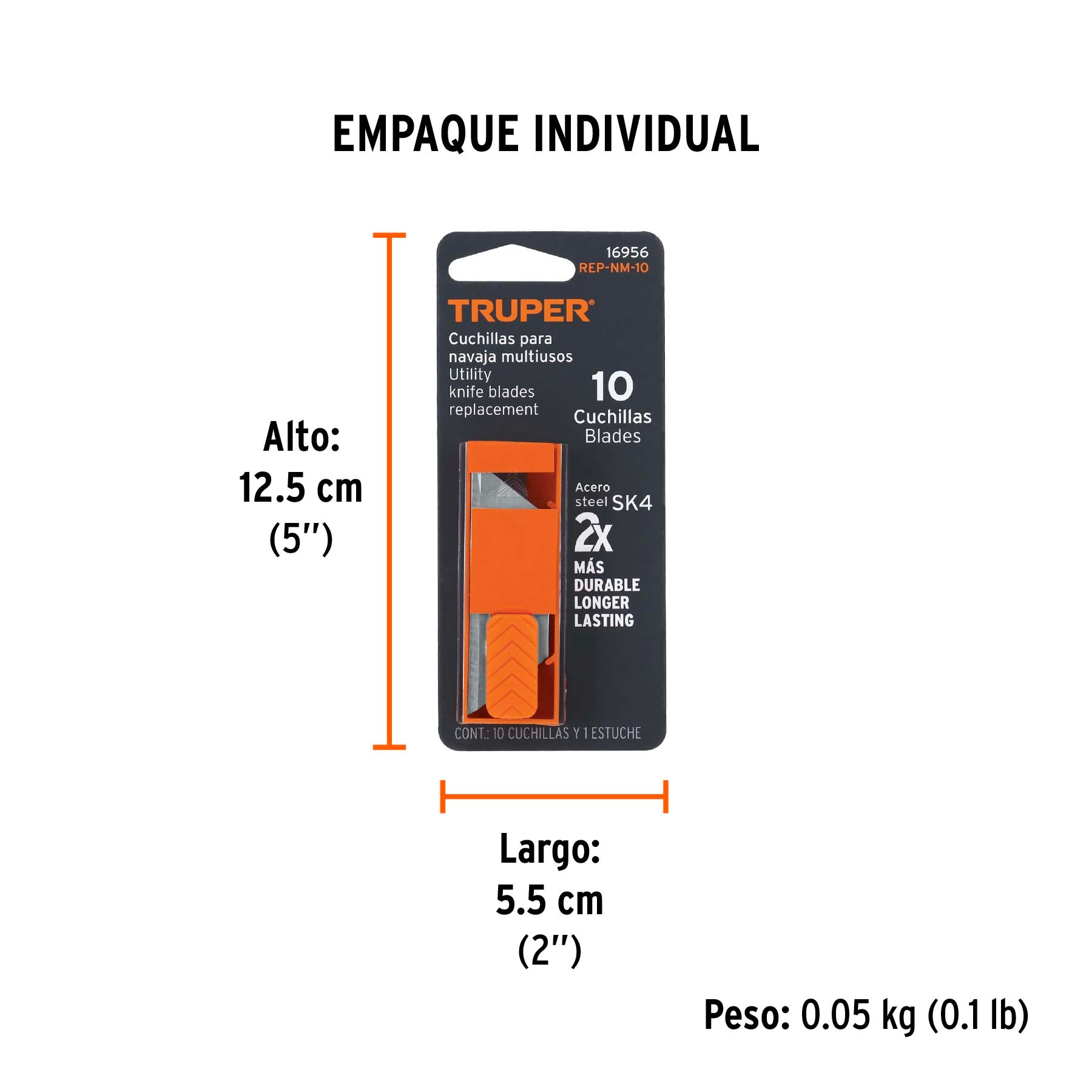 Dispensador con 10 cuchillas para NV-7 y NM-7, TRUPER - Empaque
