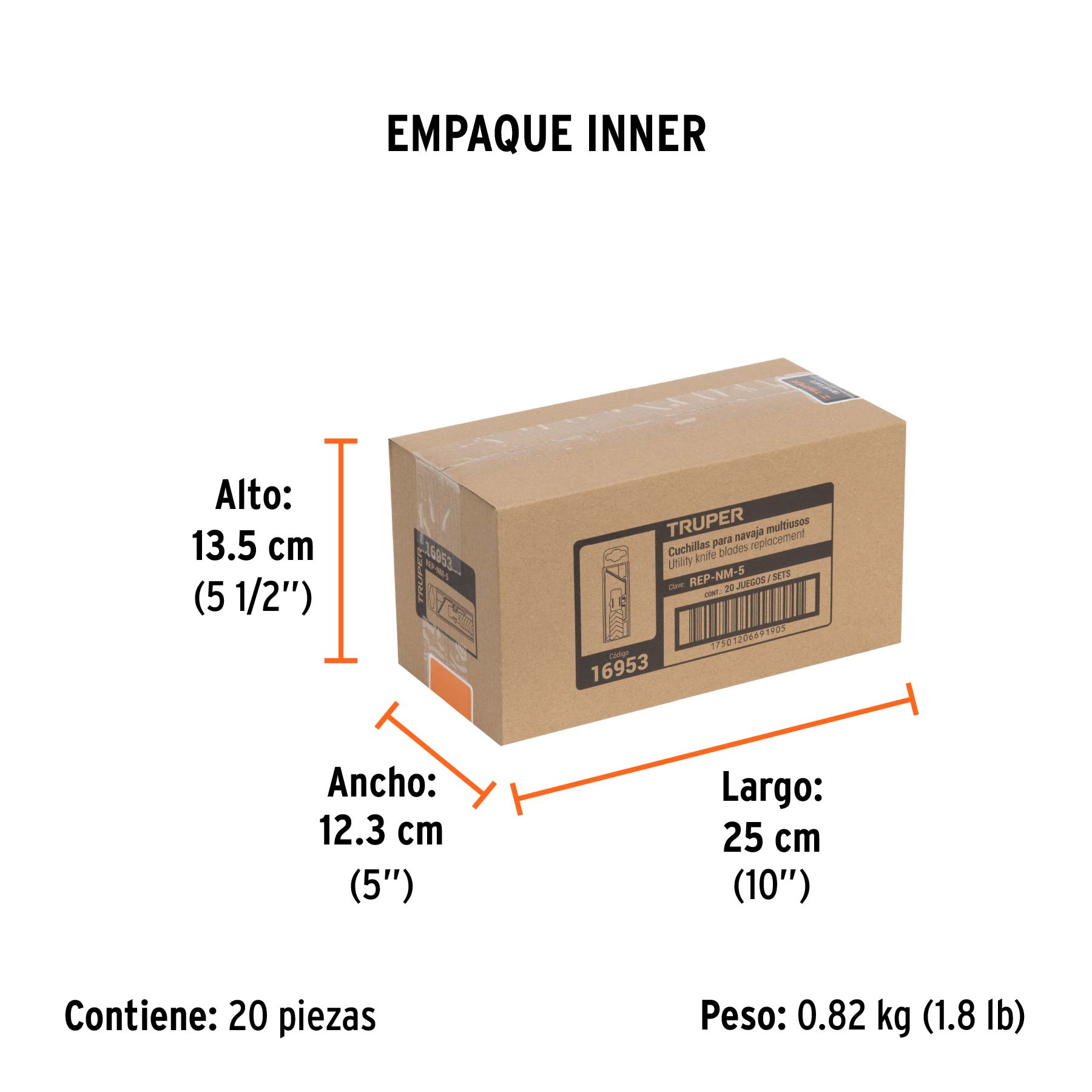 Dispensador con 5 cuchillas para NV-7 y NM-7, TRUPER - Empaque