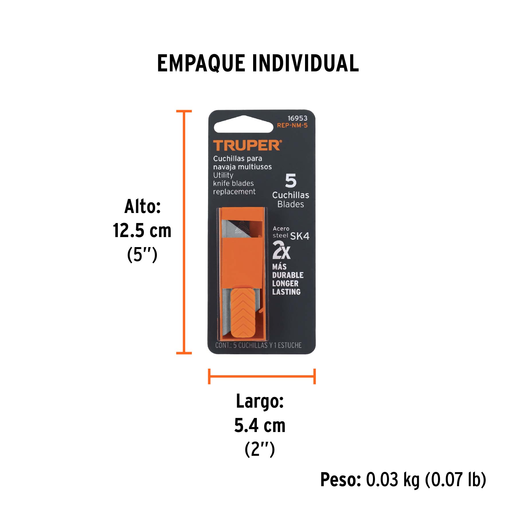 Dispensador con 5 cuchillas para NV-7 y NM-7, TRUPER - Empaque