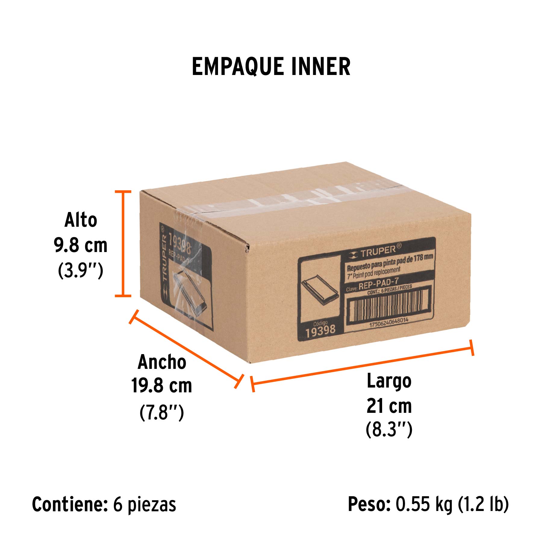 Repuesto para pinta pad, 7", TRUPER - Empaque