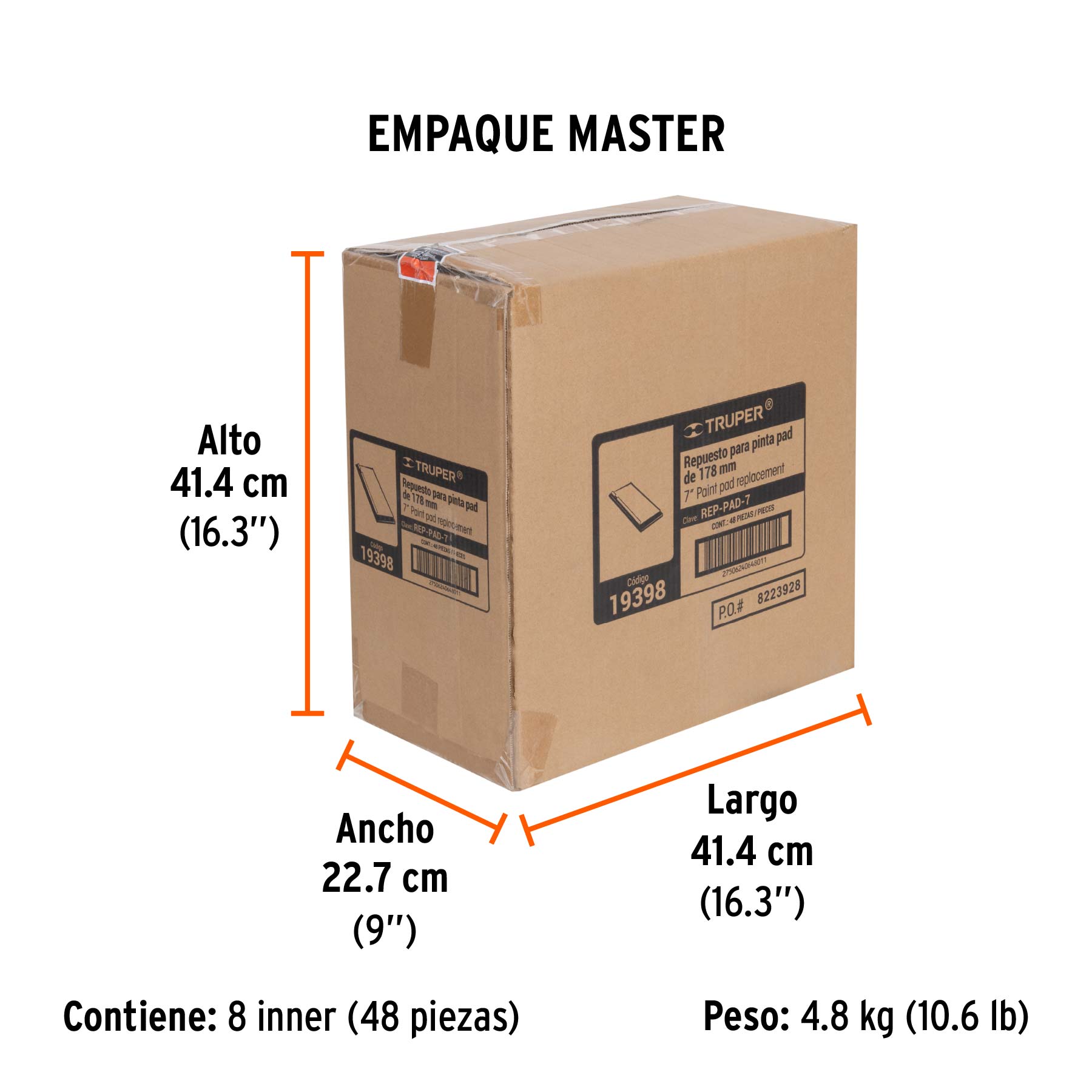 Repuesto para pinta pad, 7", TRUPER - Empaque