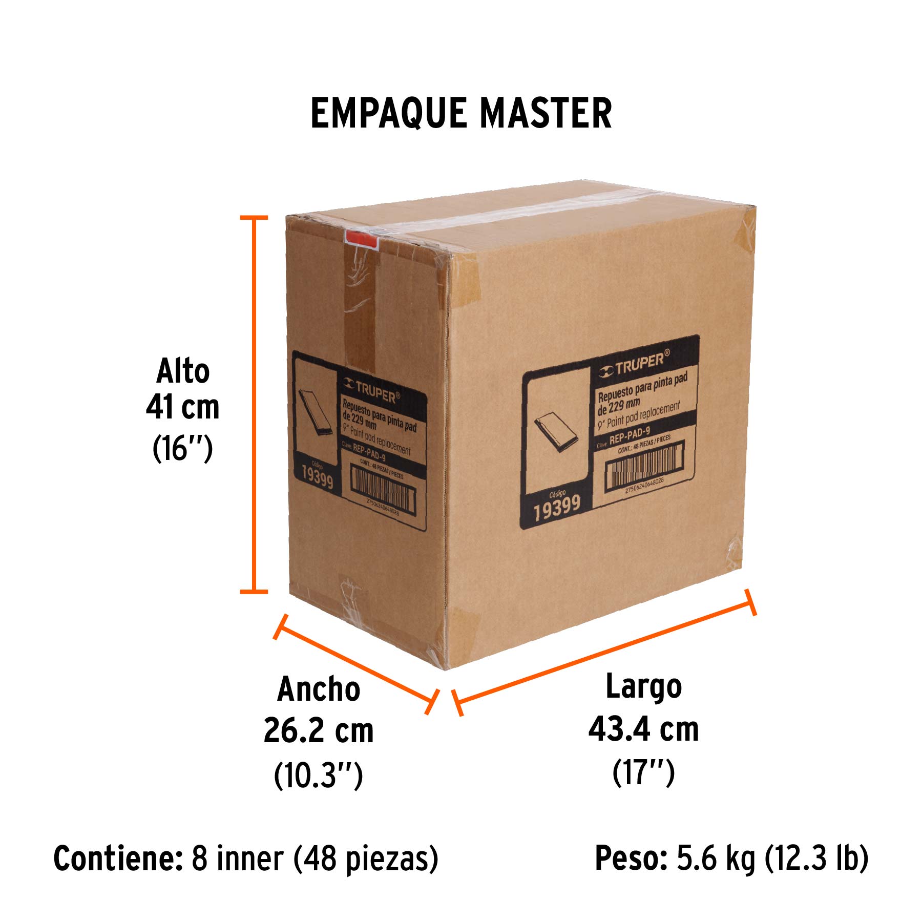 Repuesto para pinta pad, 9", TRUPER - Empaque