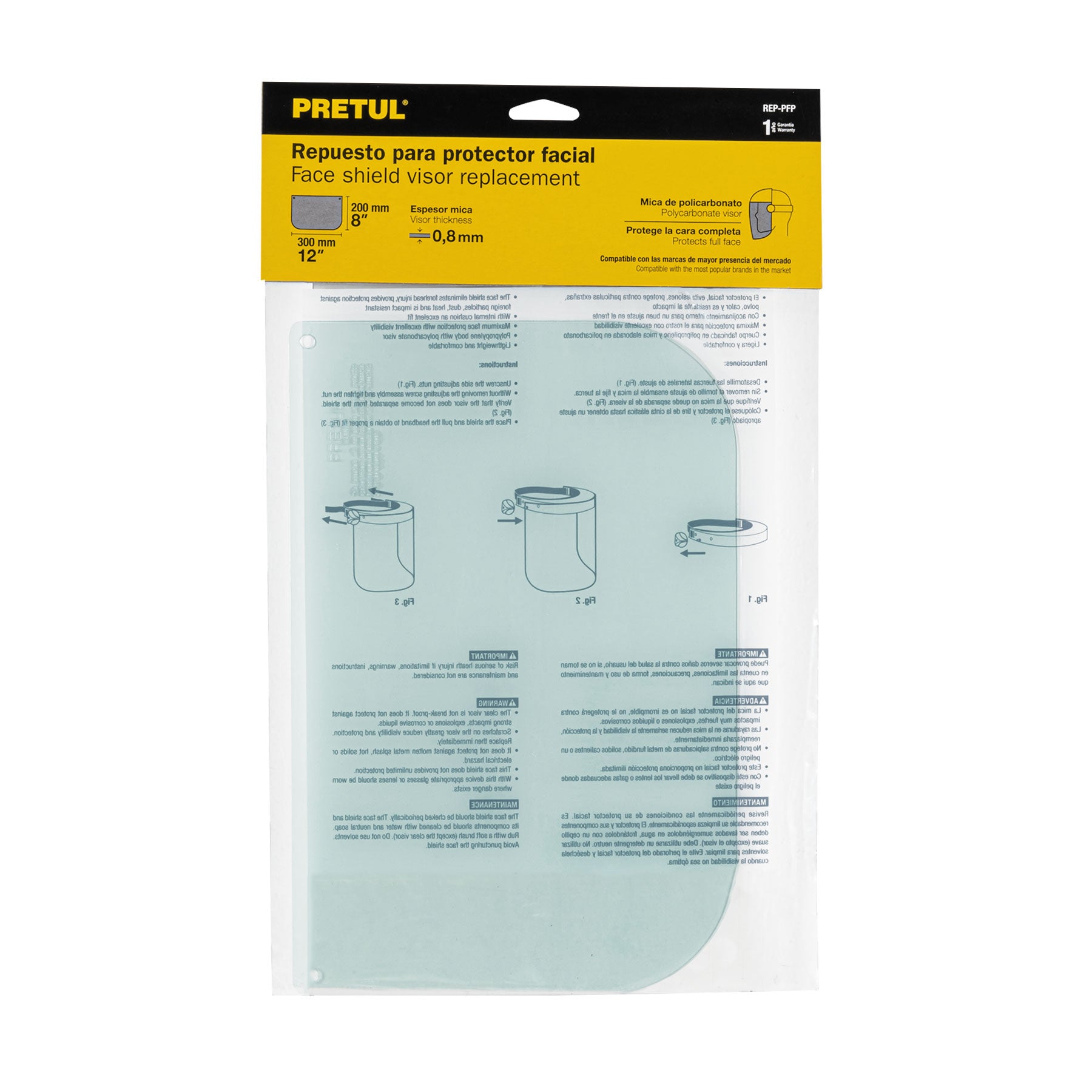 Repuesto para protector facial PF-500P, PRETUL