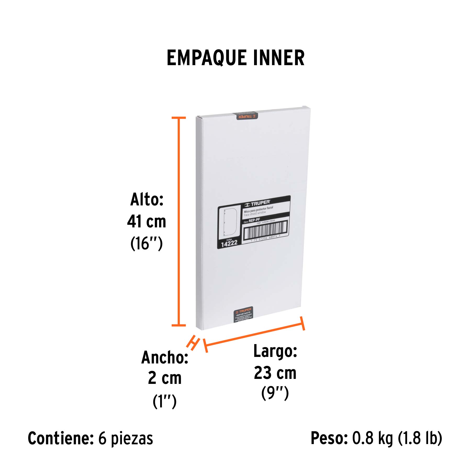 Repuesto para protector facial PF-500, TRUPER - Empaque