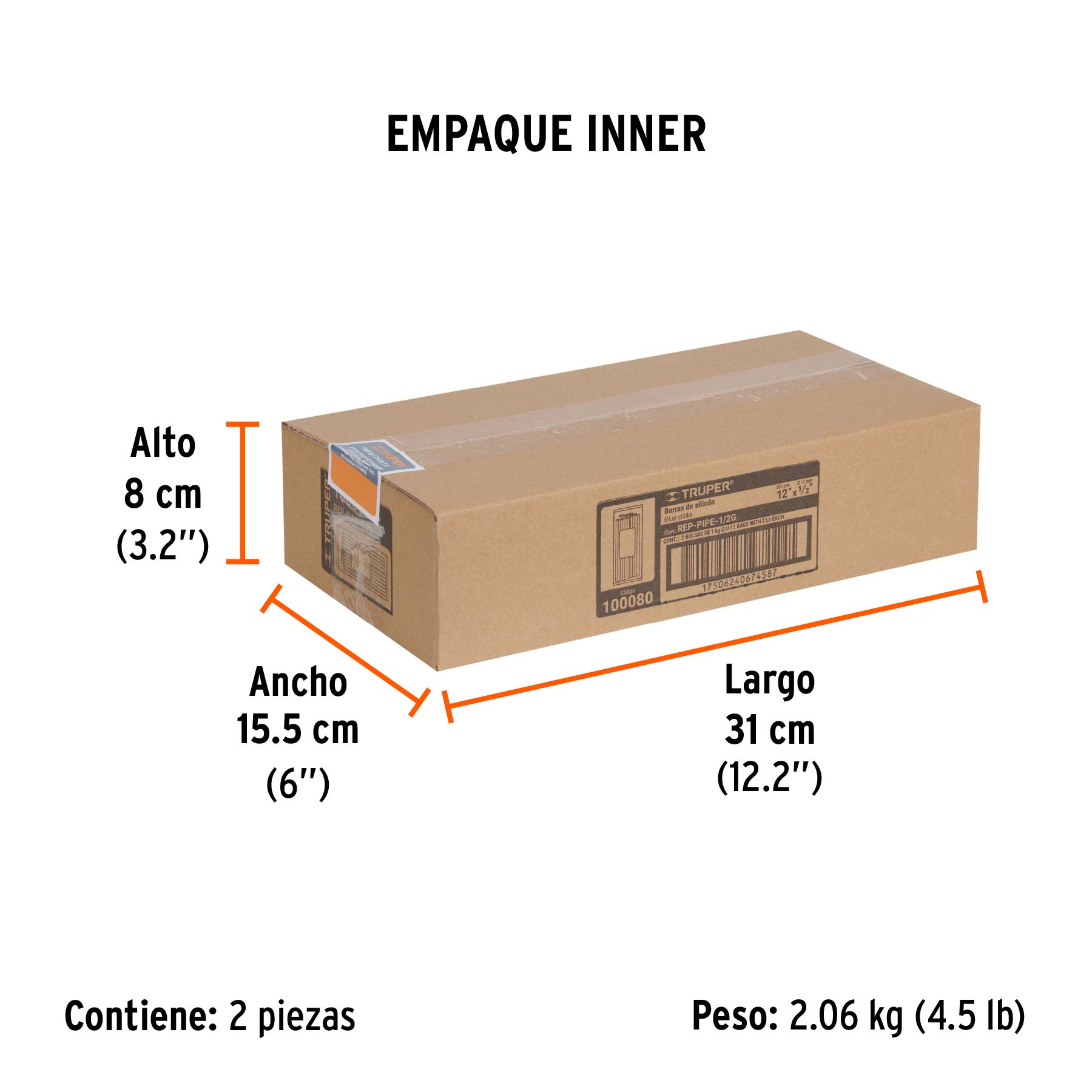 Bolsa con 1 kg de barras de silicón de repuesto p/PIPE-1/2 - Empaque