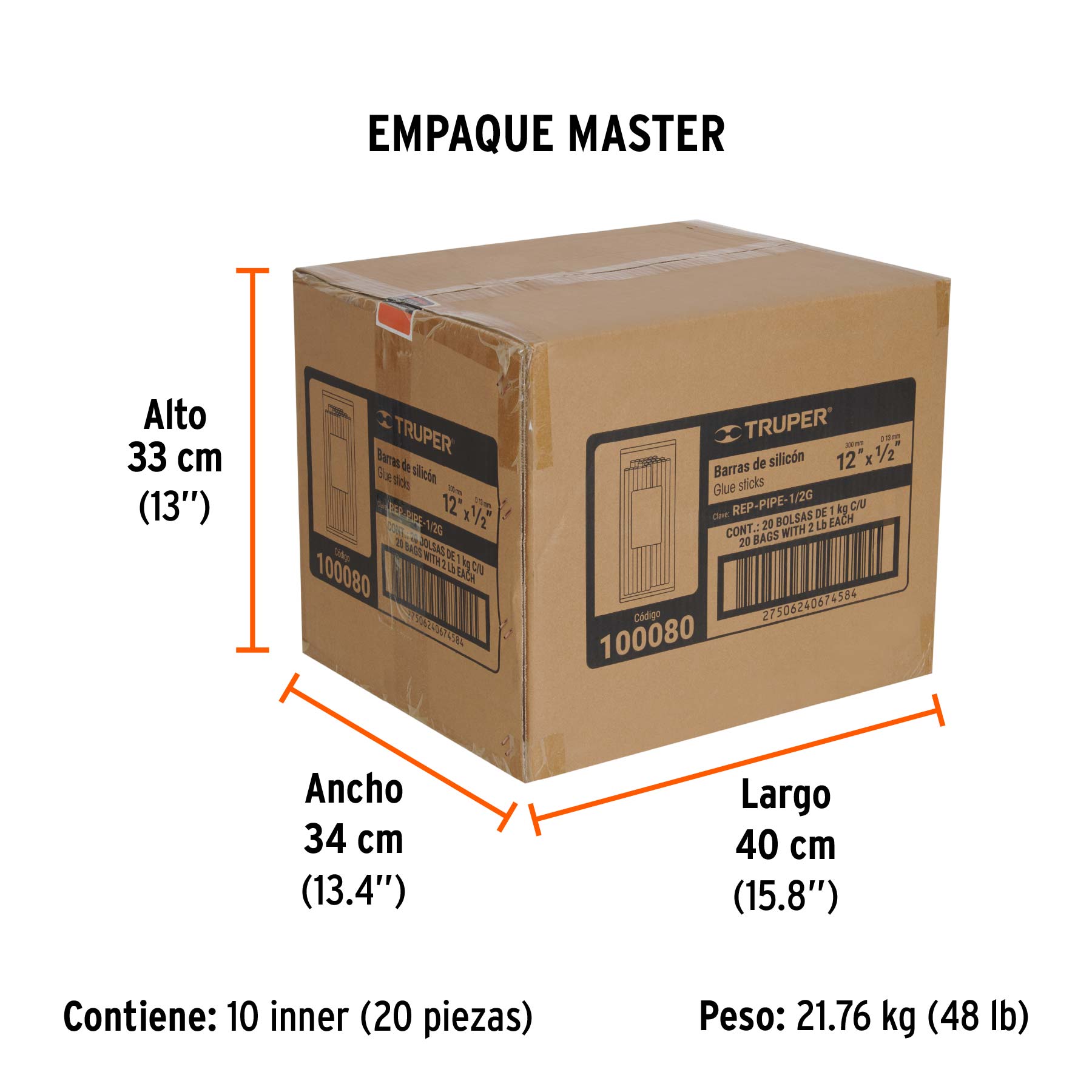 Bolsa con 1 kg de barras de silicón de repuesto p/PIPE-1/2 - Empaque