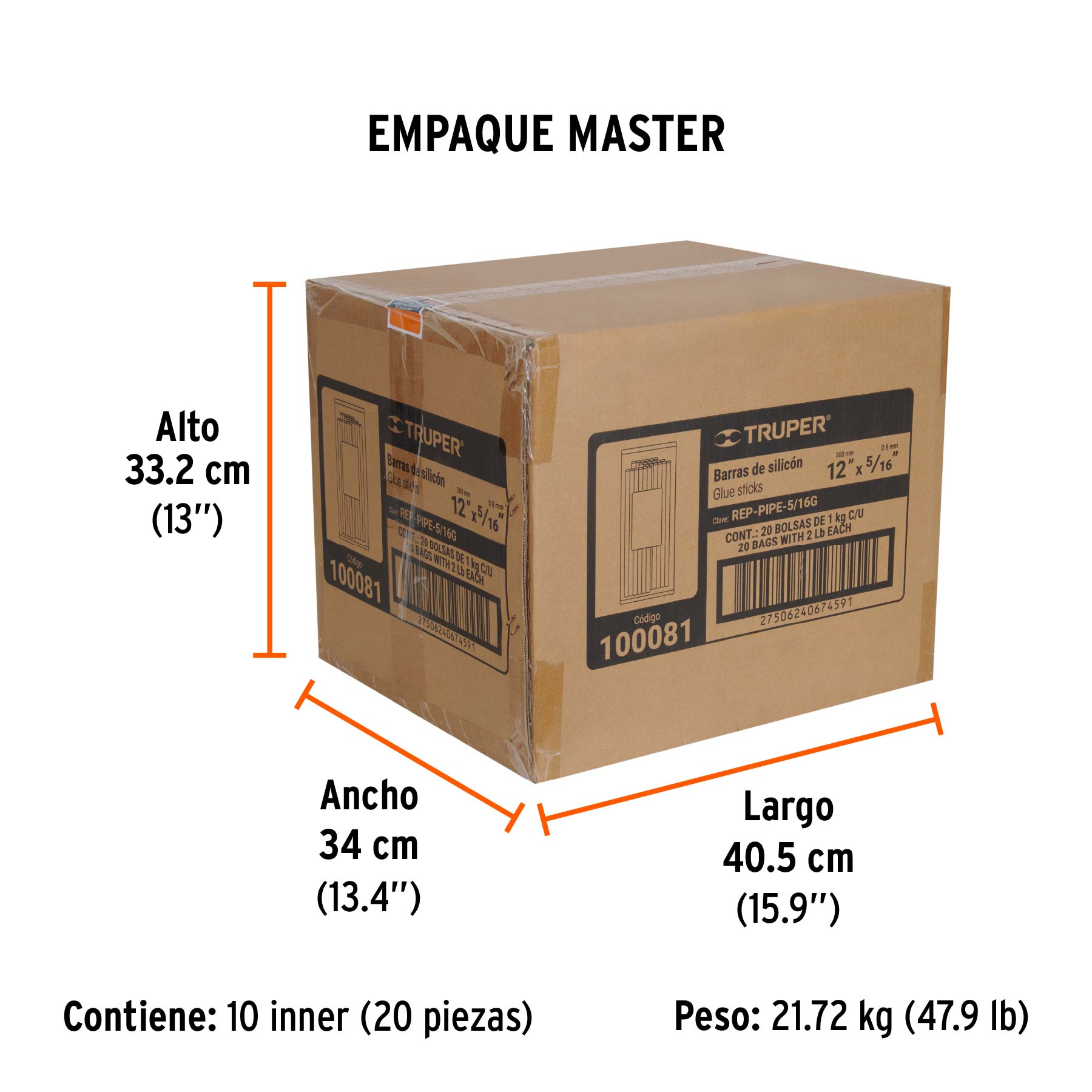 Bolsa con 1 kg de barras de silicón de repuesto p/PIPE-5/16 - Empaque