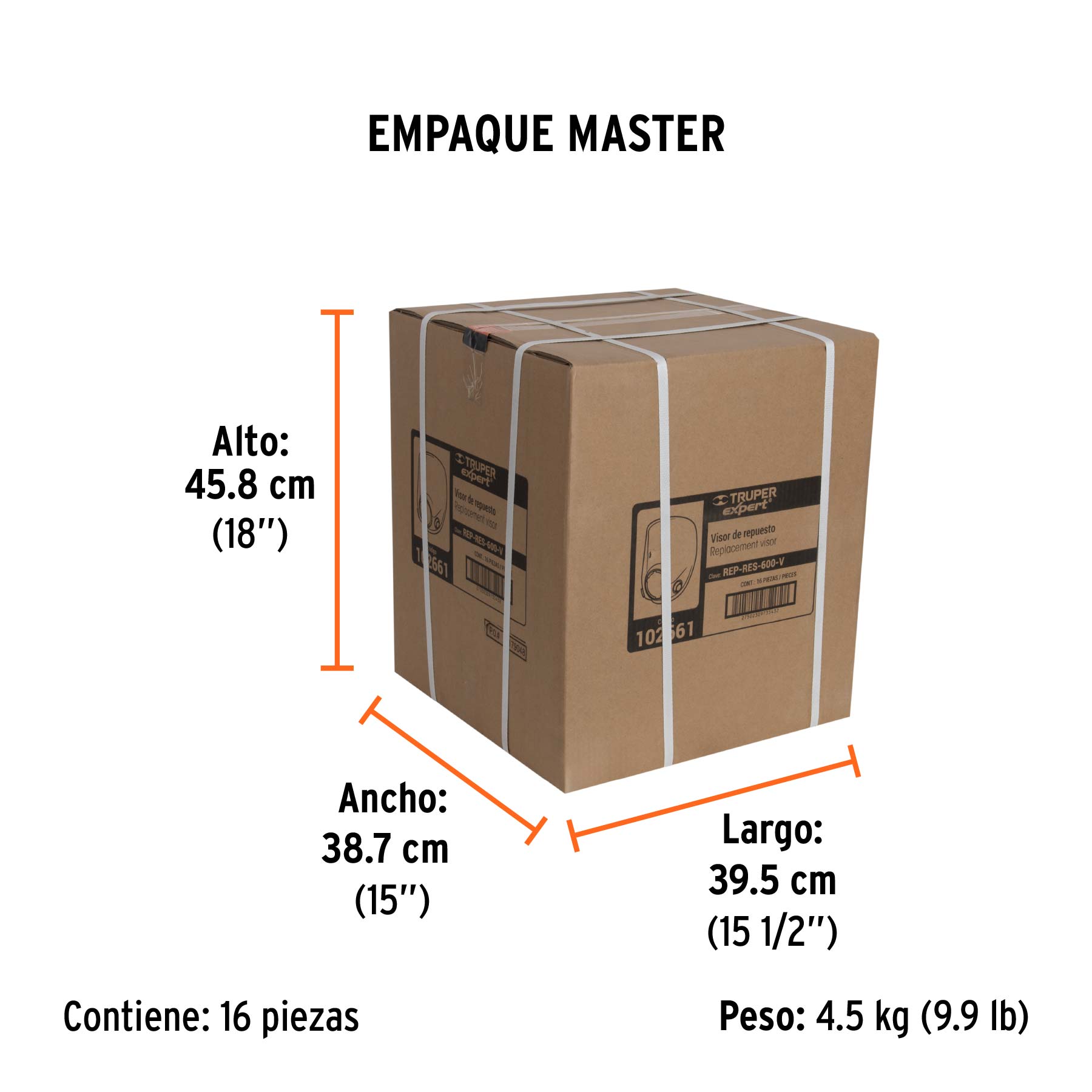 Visor de repuesto para respirador RES-600, TRUPER - Empaque