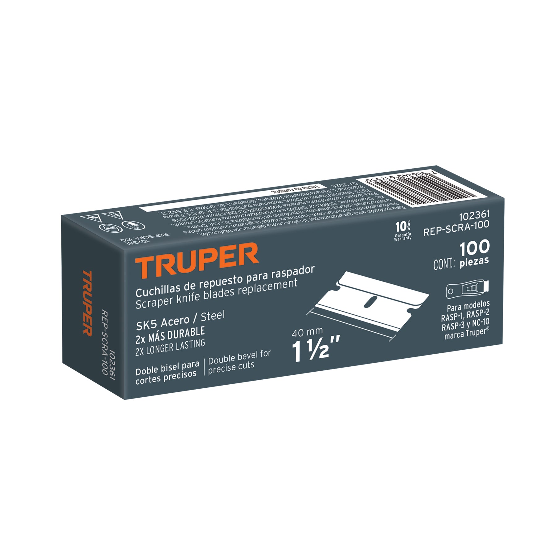 Caja con 100 cuchillas de repuesto para RASP-3,2,1 y NC-10