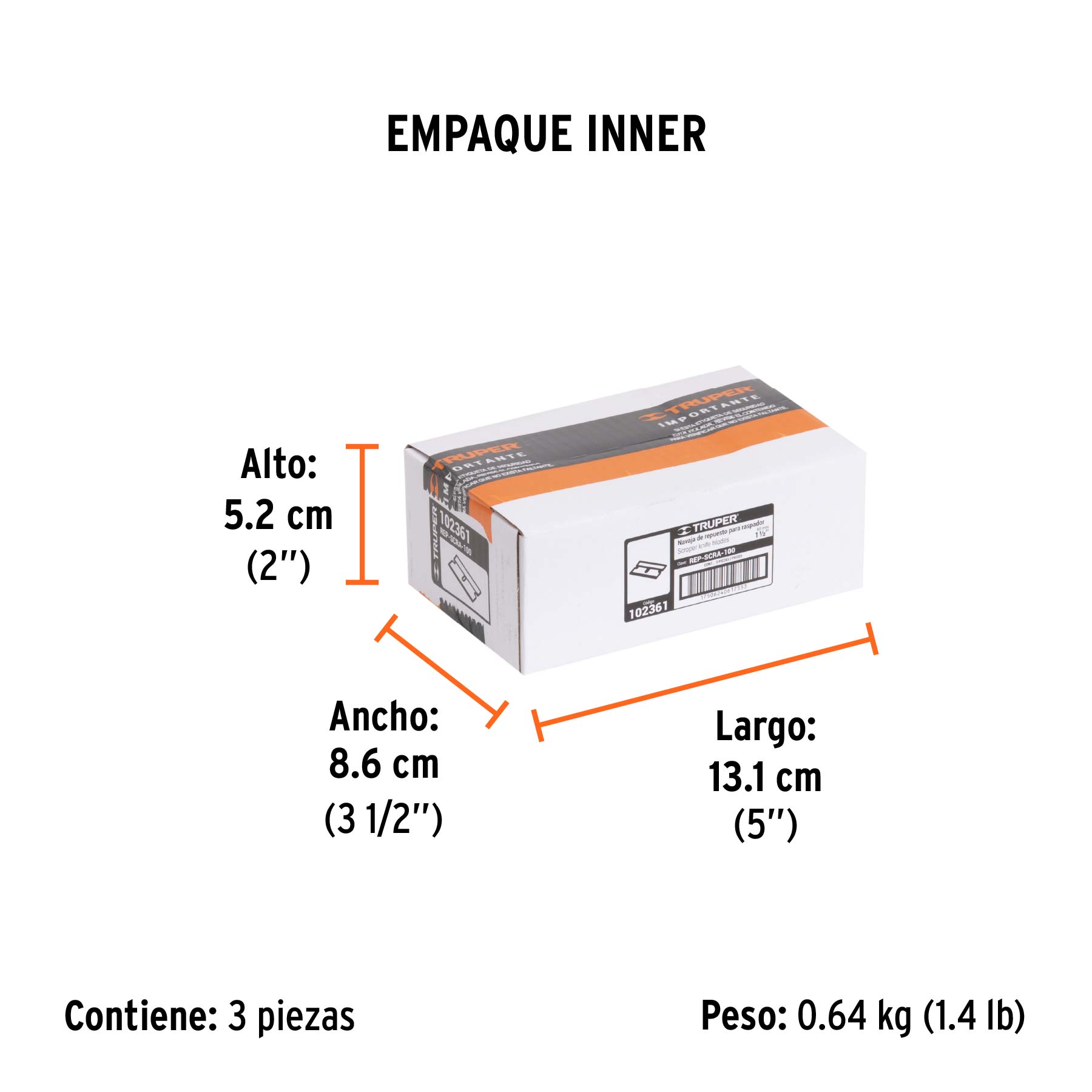 Caja con 100 cuchillas de repuesto para RASP-3,2,1 y NC-10 - Empaque