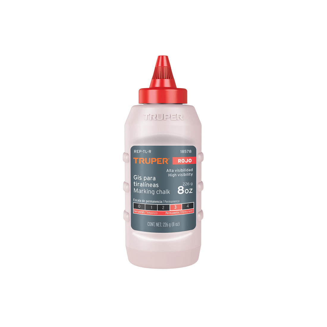 Gis rojo para tiralíneas, alta visibilidad, 8 oz, TRUPER