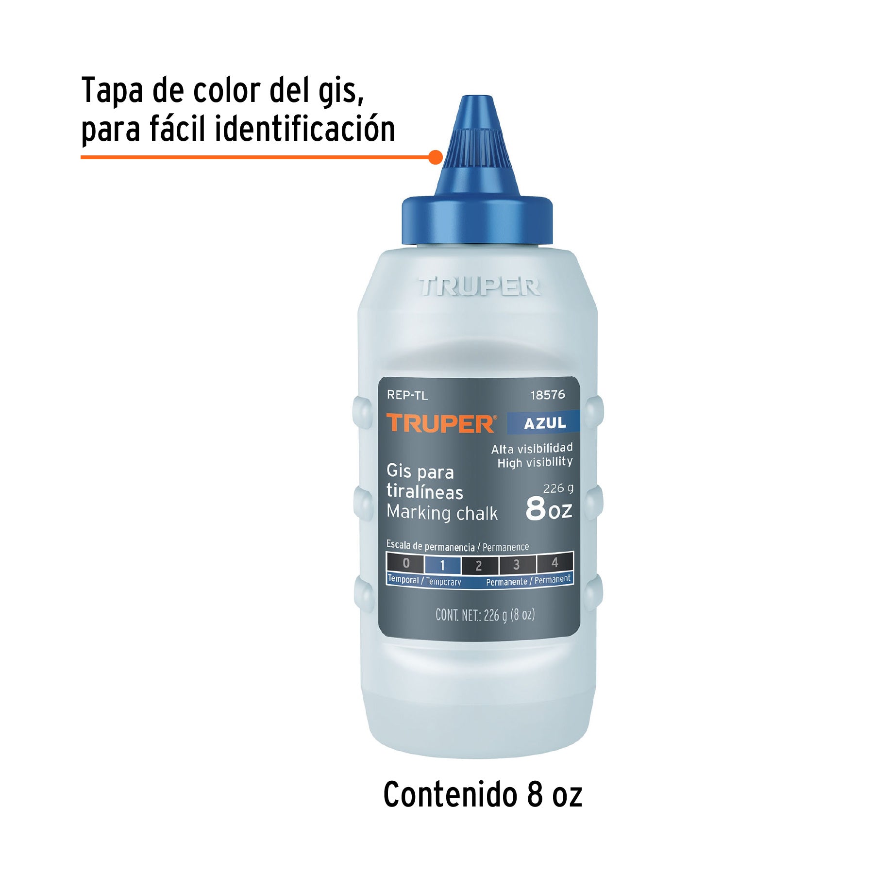 Gis azul para tiralíneas, alta visibilidad, 8 oz, TRUPER