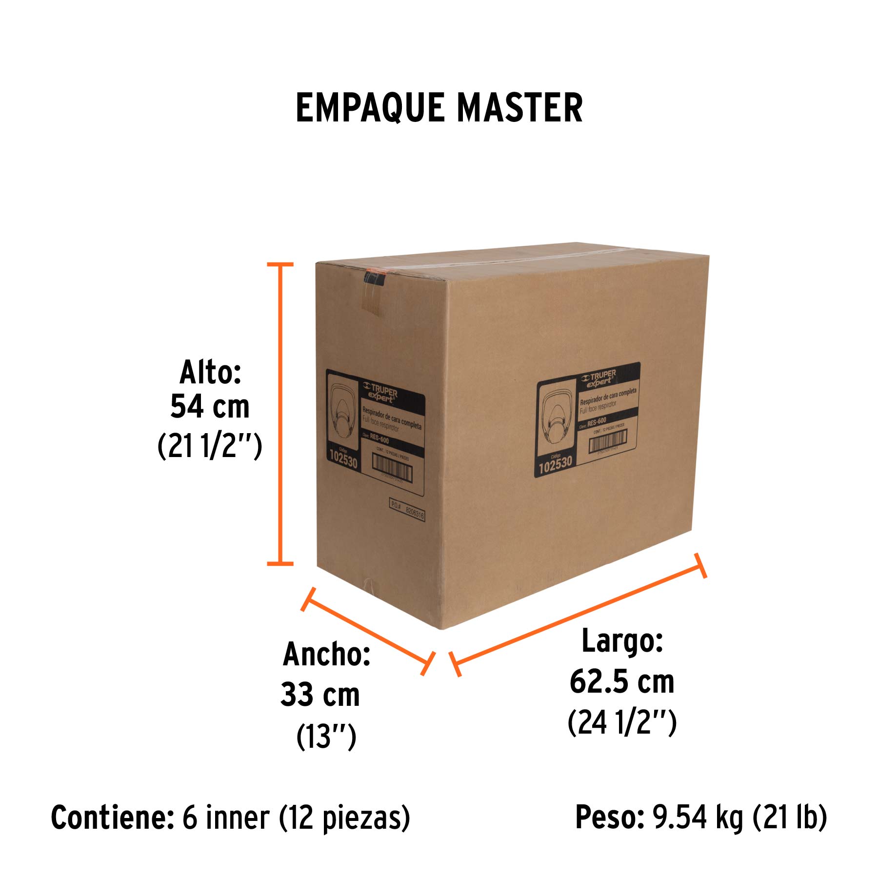 Respirador de cara completa, reutilizable, TRUPER EXPERT - Empaque