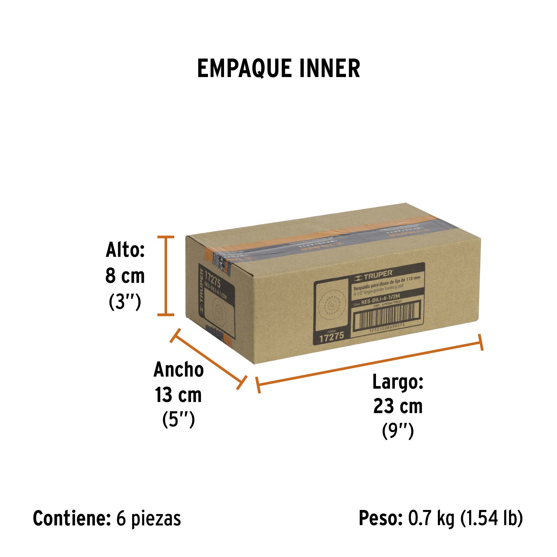 Respaldo para discos de lija 4-1/2", eje M14, TRUPER - Empaque
