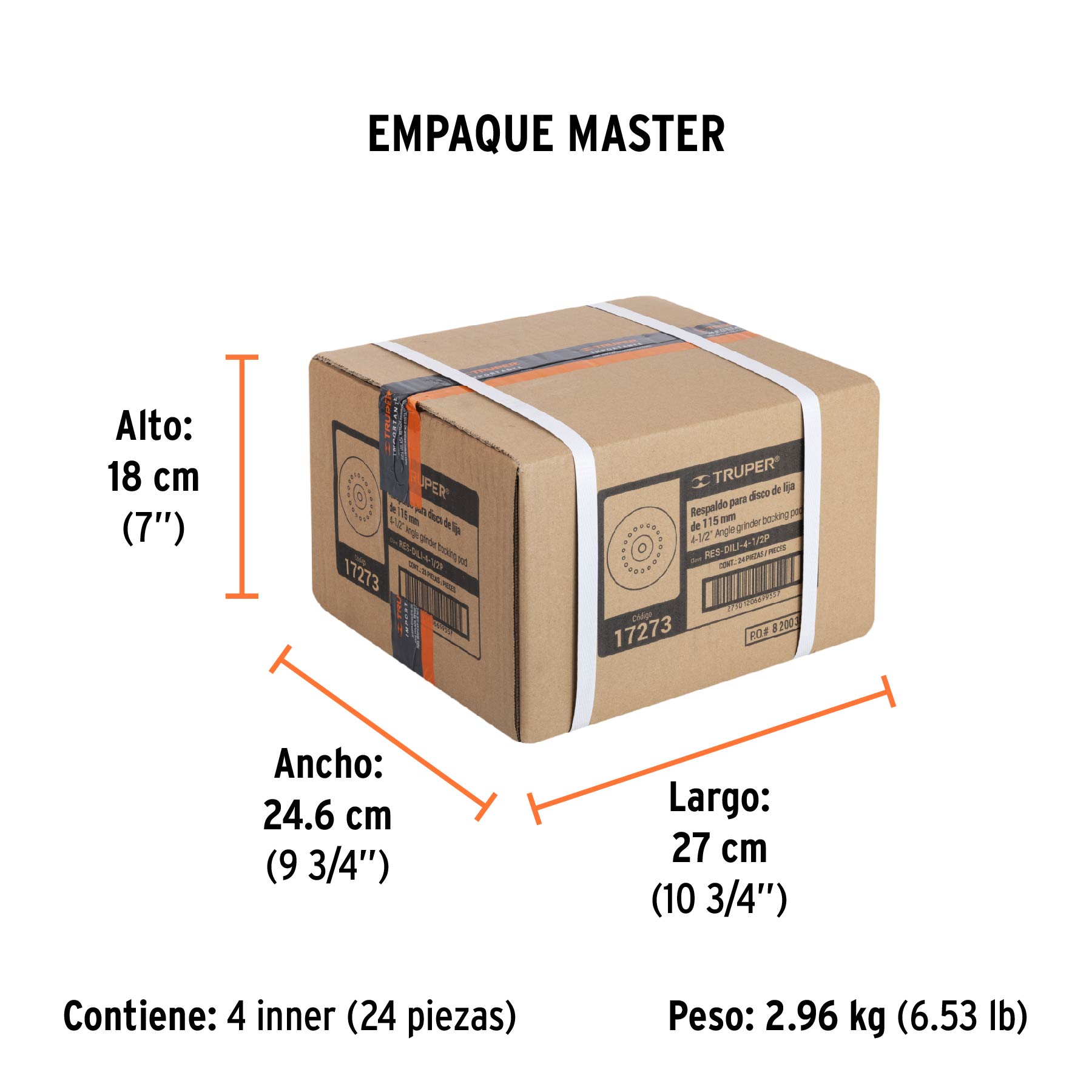 Respaldo para discos de lija 4-1/2", eje 5/8, TRUPER - Empaque