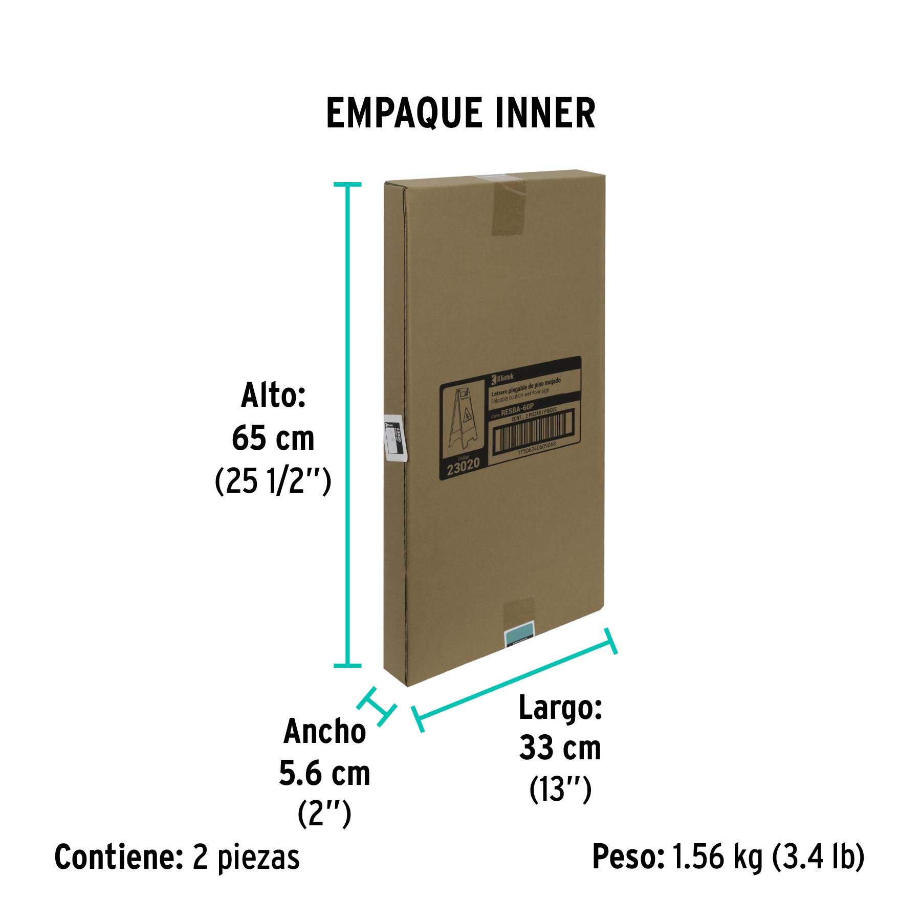 Letrero de piso resbaloso, 62 cm, KLINTEK - Empaque