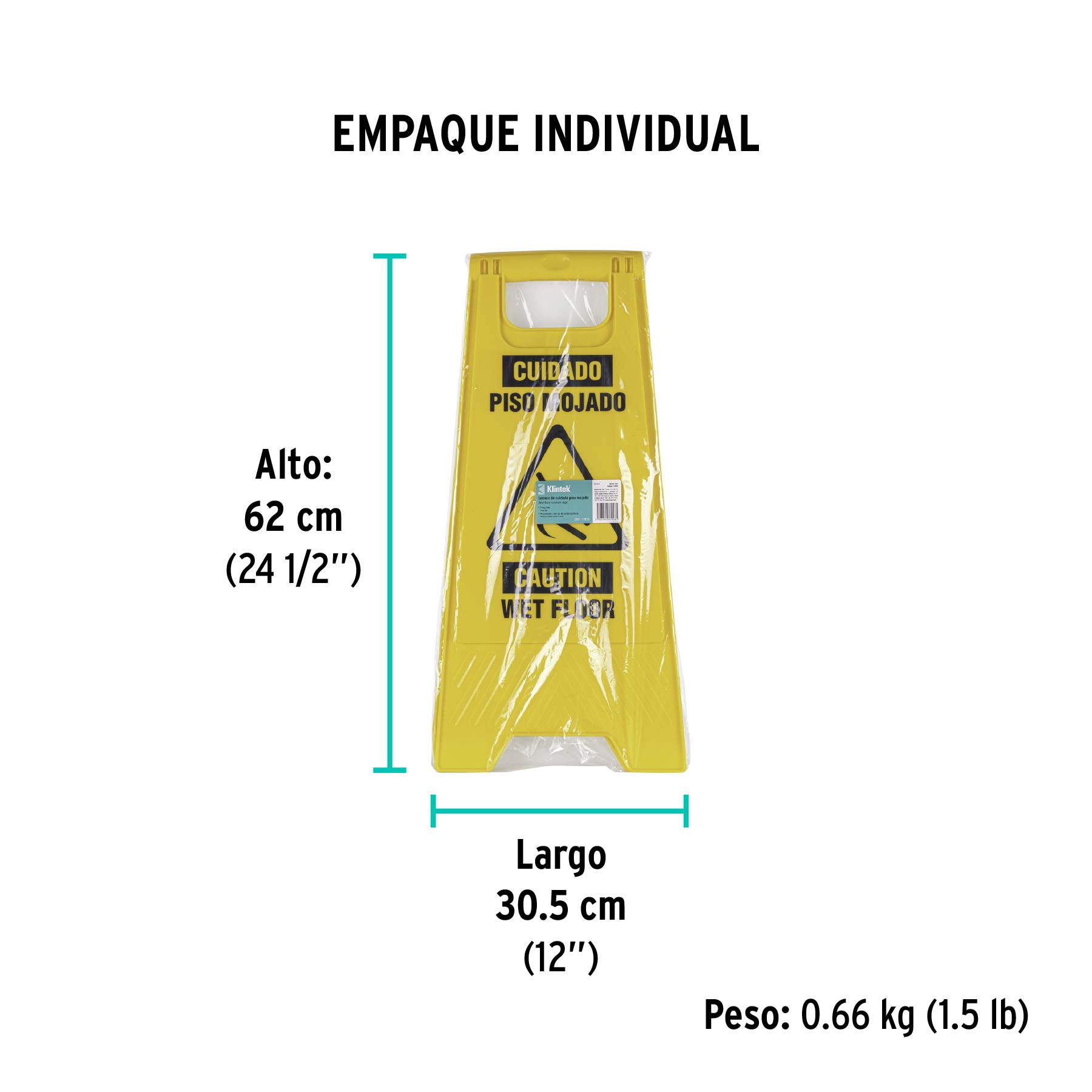 Letrero de piso resbaloso, 62 cm, KLINTEK - Empaque